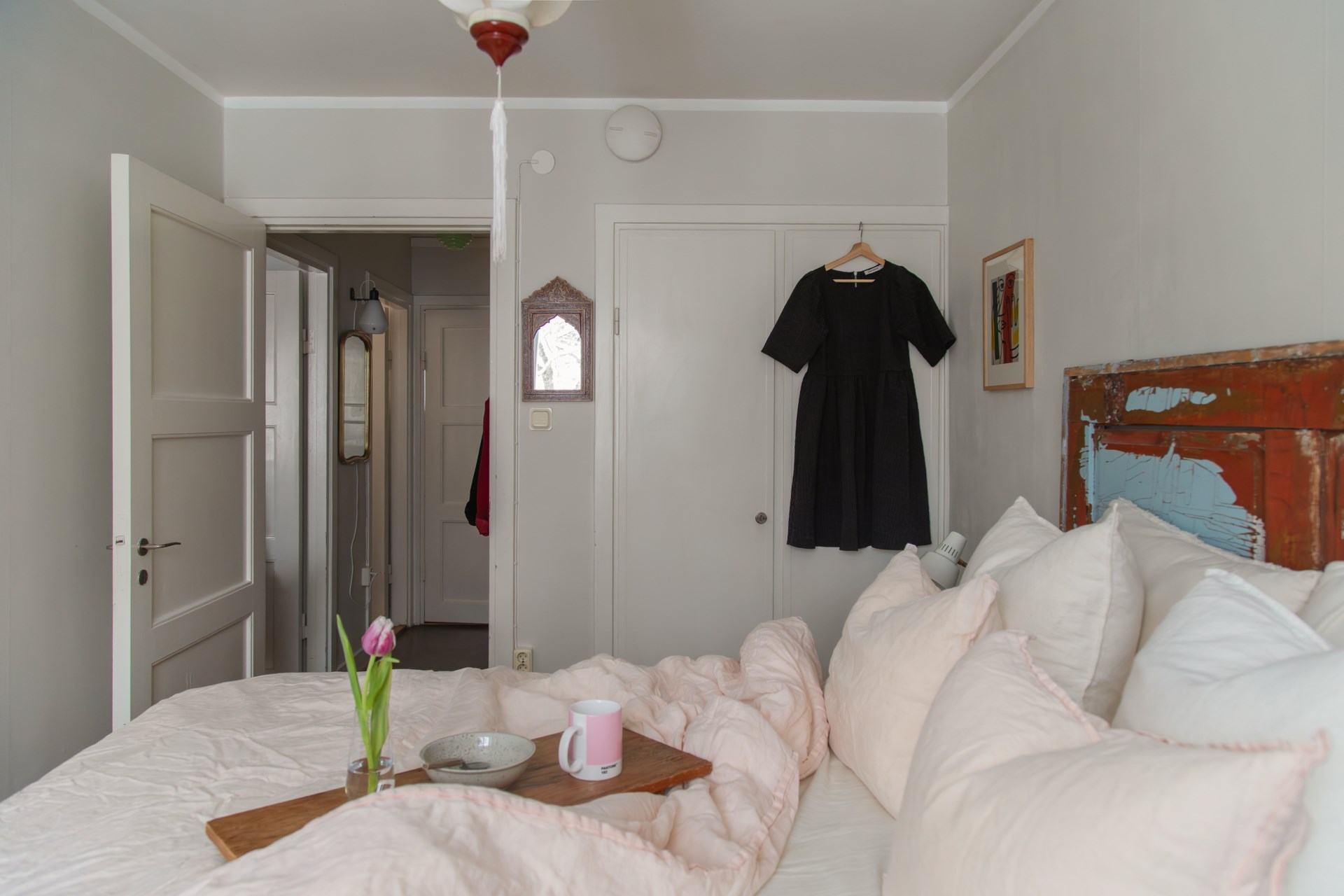 chambre décoration vintage scandinave appartement 44m2