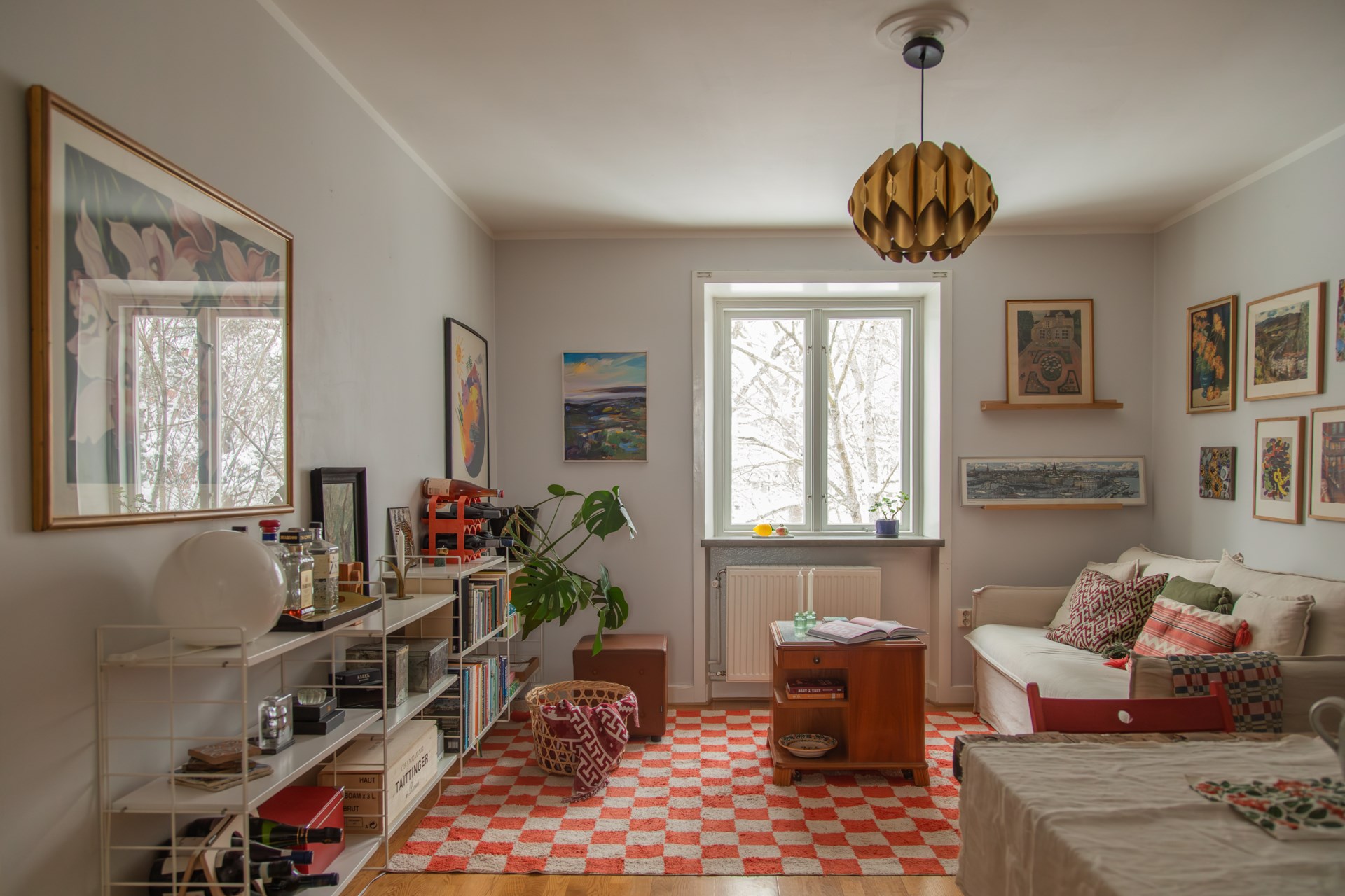 salon décoration vintage scandinave appartement 44m2