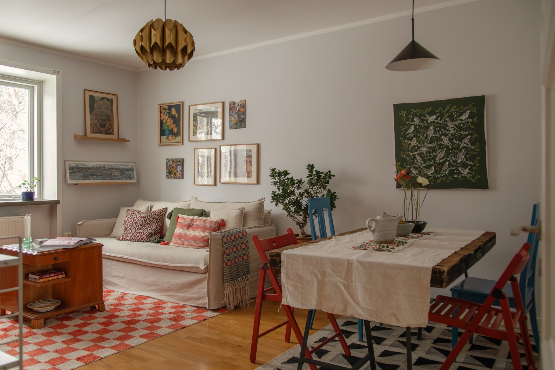 salon décoration vintage scandinave appartement 44m2