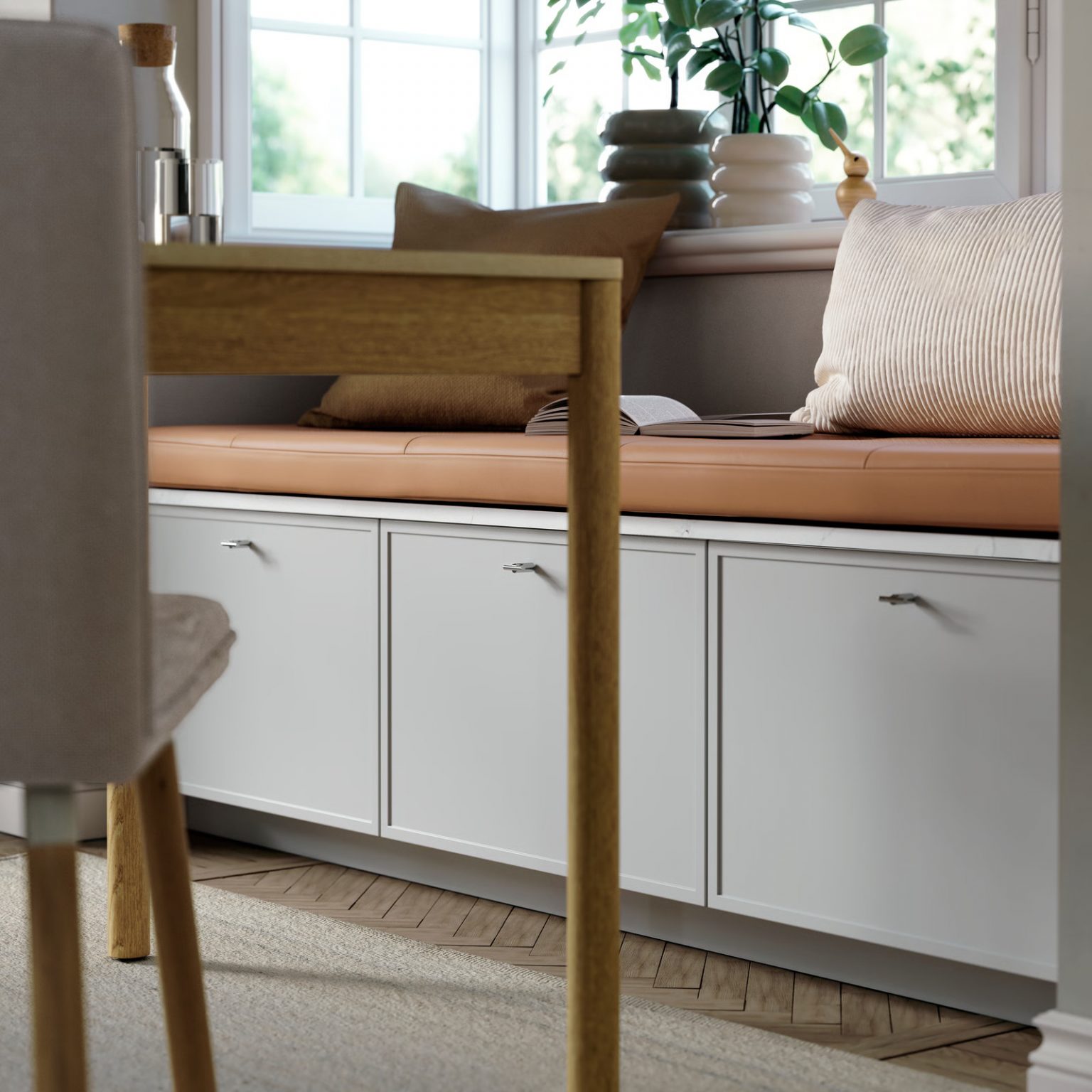 banc avec rangements coussin cuir fauve