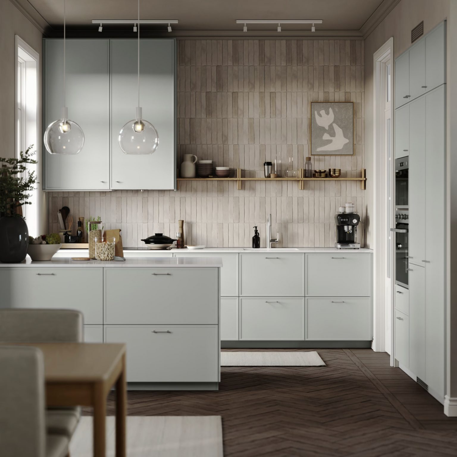 cuisine IKEA design et zen modèle METOD ASPUDDEN gris clair