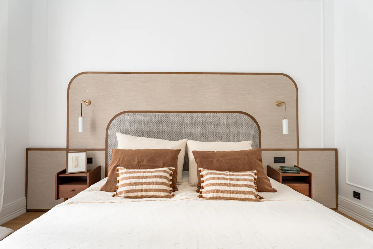 chambre décoration contemporaine en tons naturels appartement Madrid chambre décoration contemporaine en tons naturels appartement Madrid