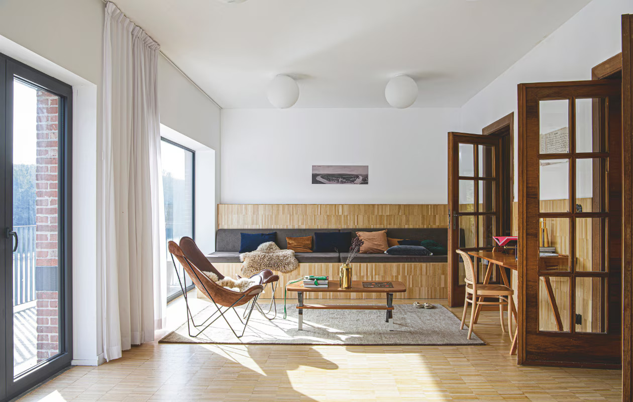 salon décoration contemporaine maison brutaliste Belgique