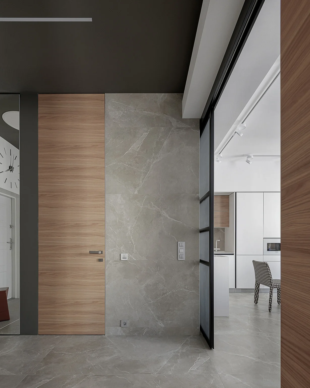 entrée marbre beige deux-pièces 57m2 décoration design