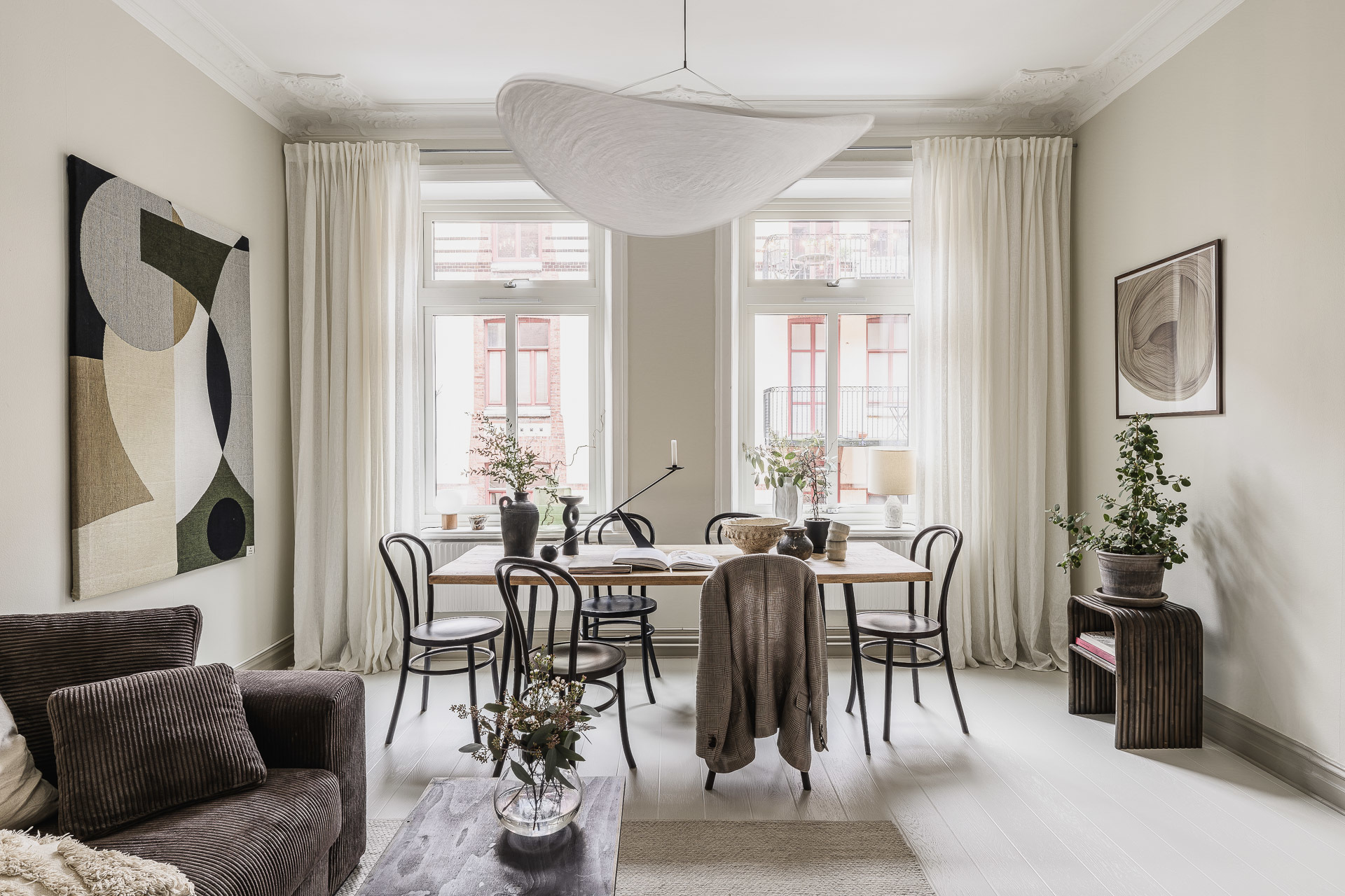 salon et salle à manger décoration scandinave appartement 72m2 ancien