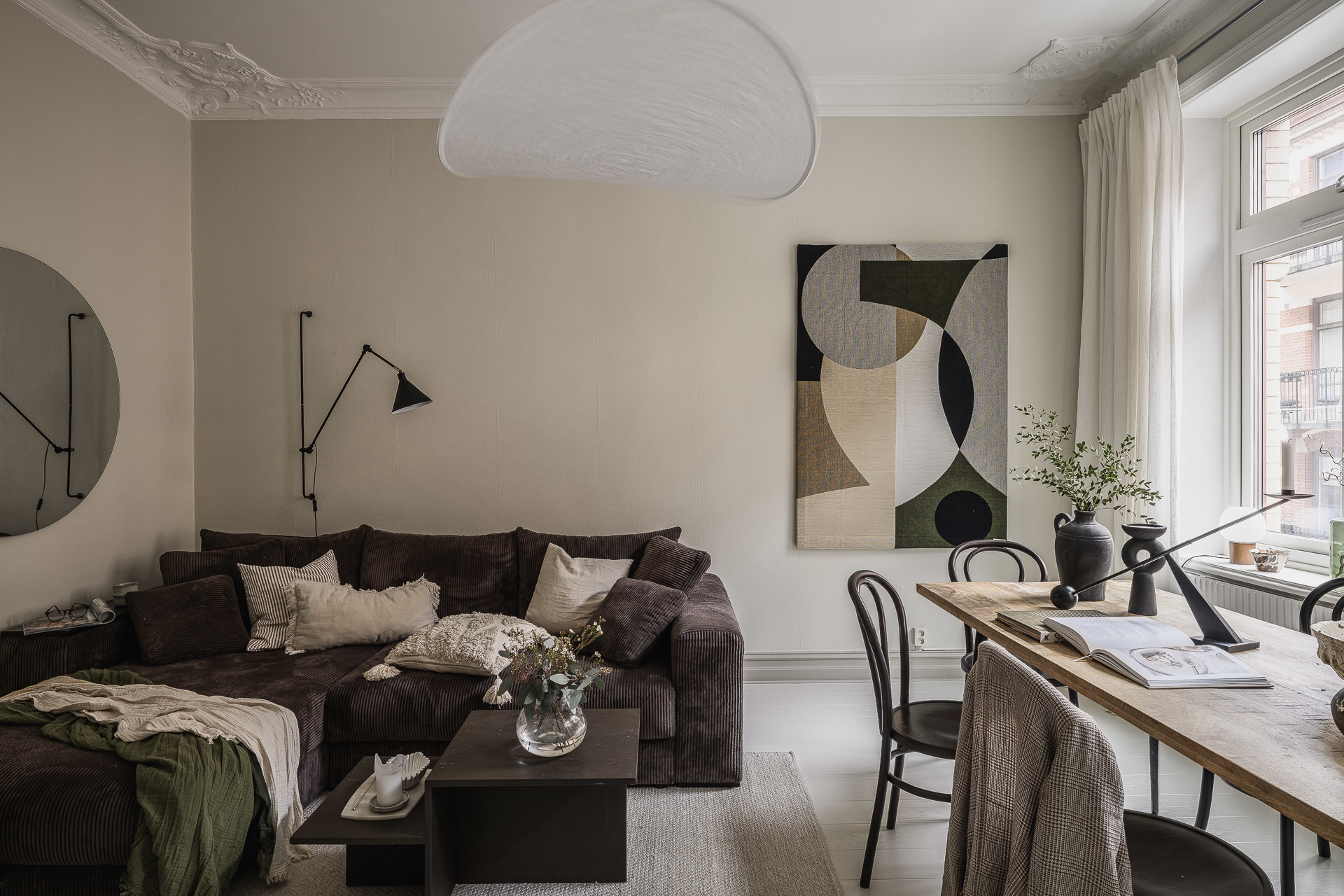 salon et salle à manger décoration scandinave appartement 72m2 ancien