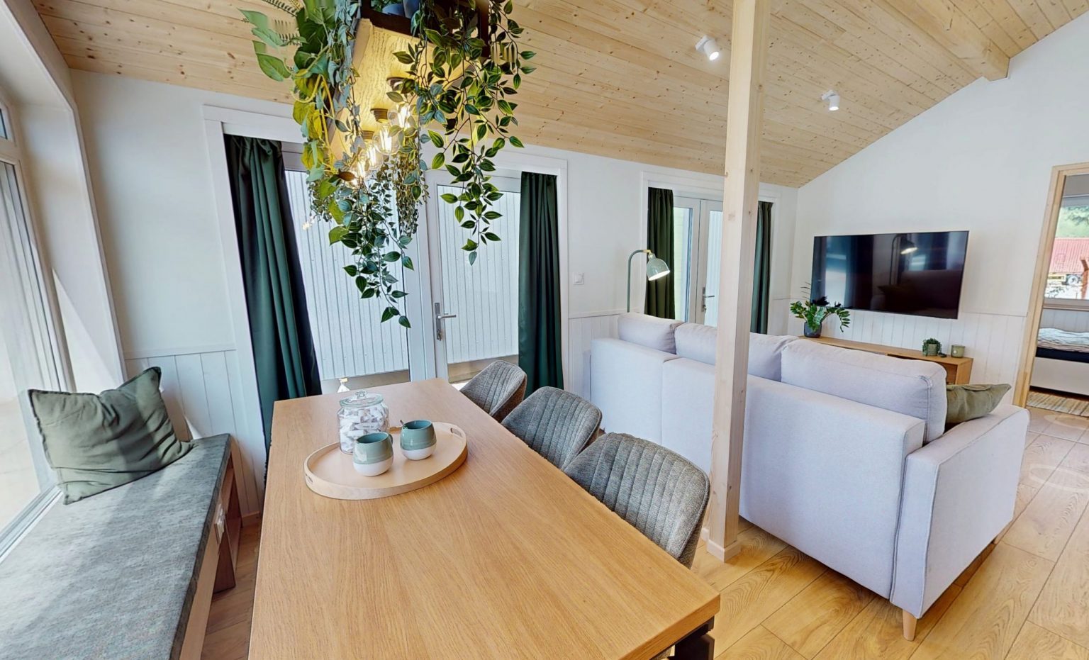 salon visite virtuelle petite maison 41m2 livrable en Europe Evergreen par Vagabond Haven