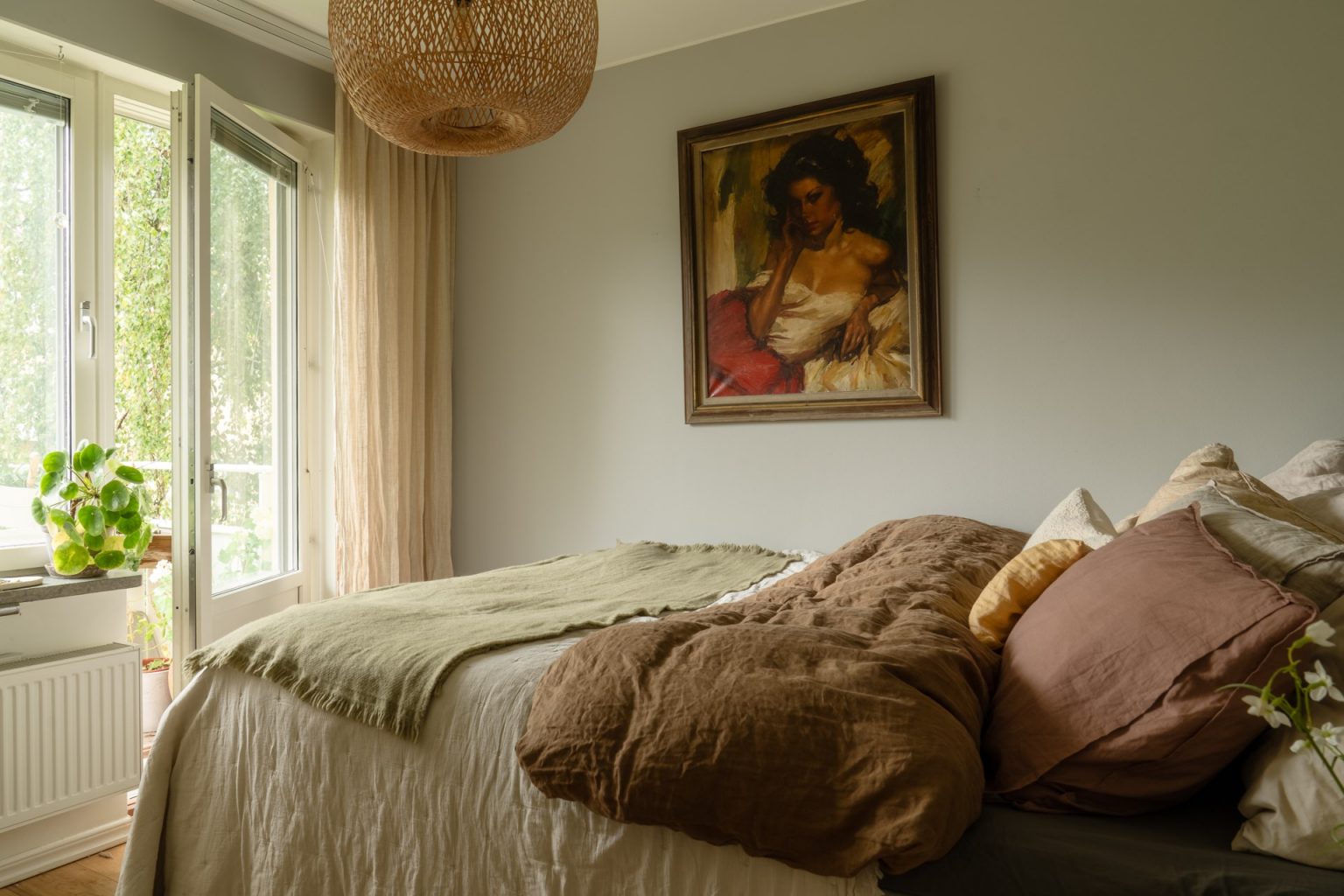 chambre décoration scandinave colorée deux-pièces 46m2