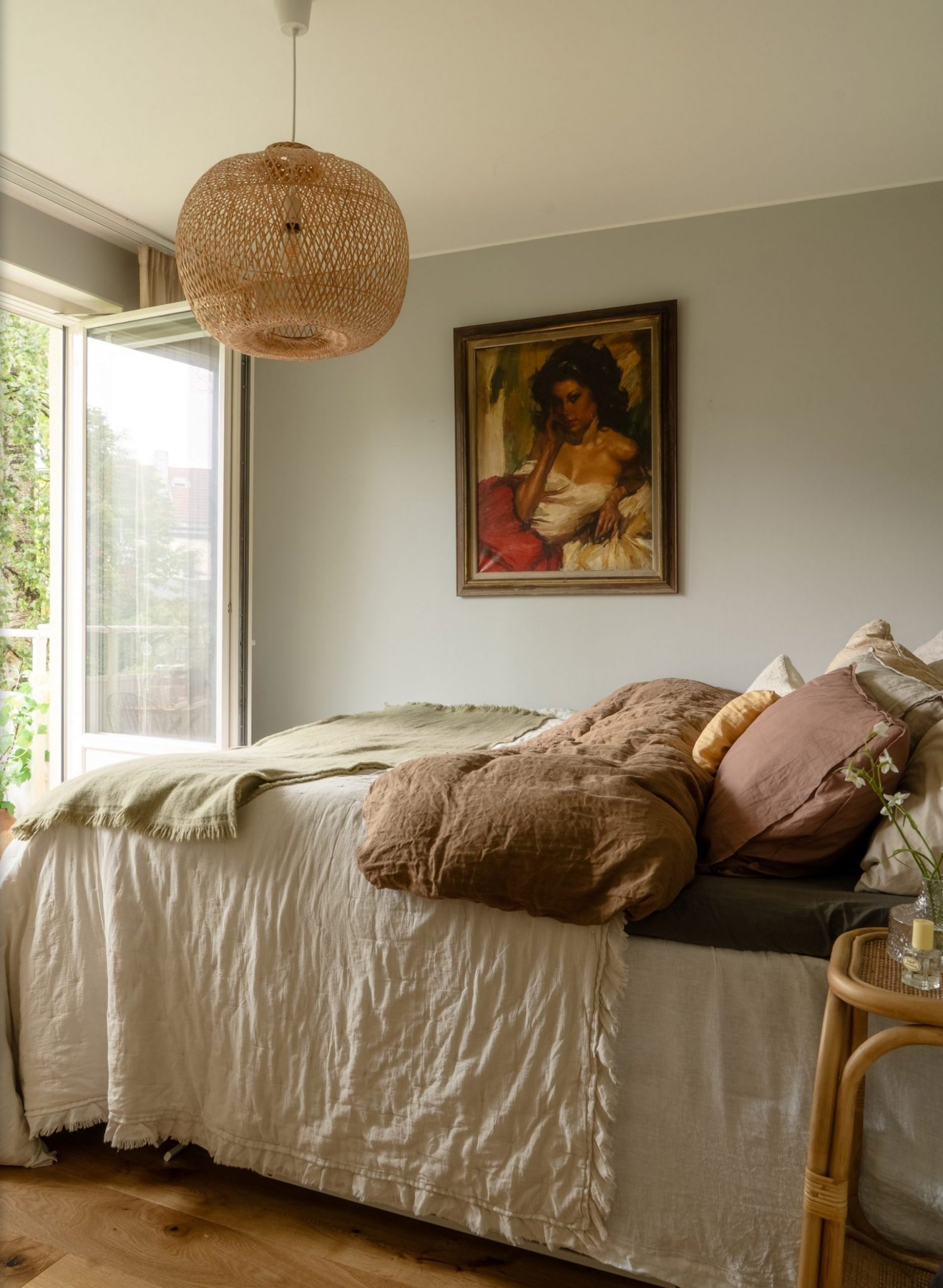 chambre décoration scandinave colorée deux-pièces 46m2