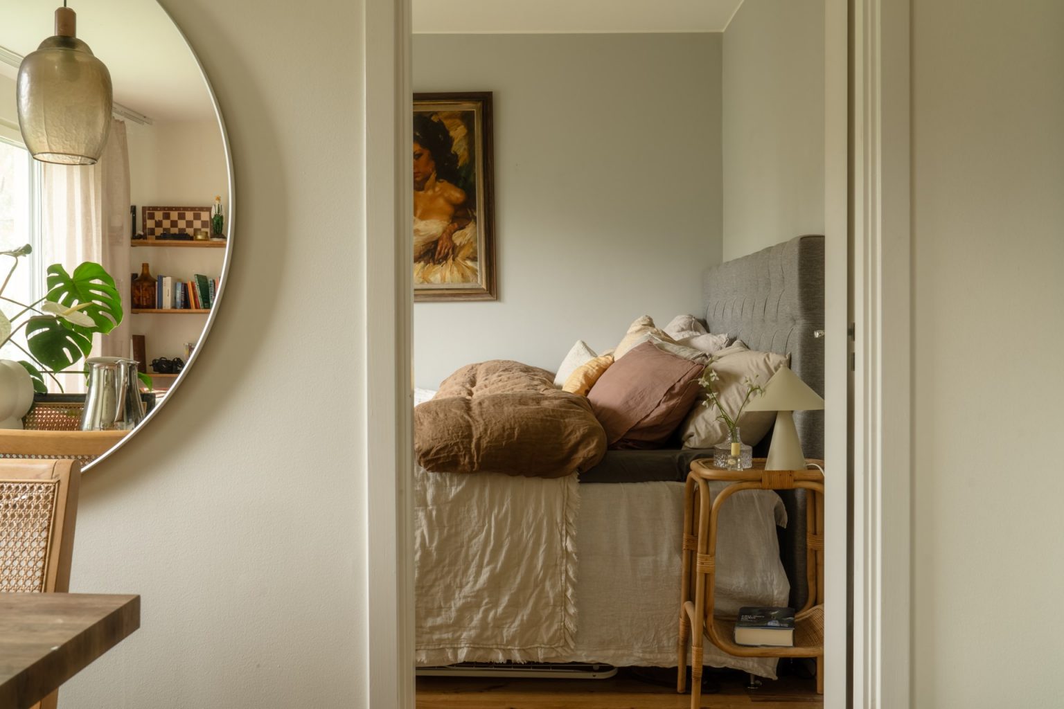 chambre décoration scandinave colorée deux-pièces 46m2