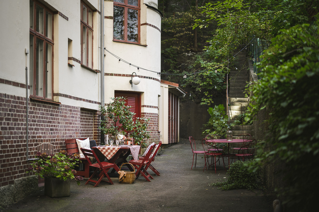 cour jardin immeuble Suède