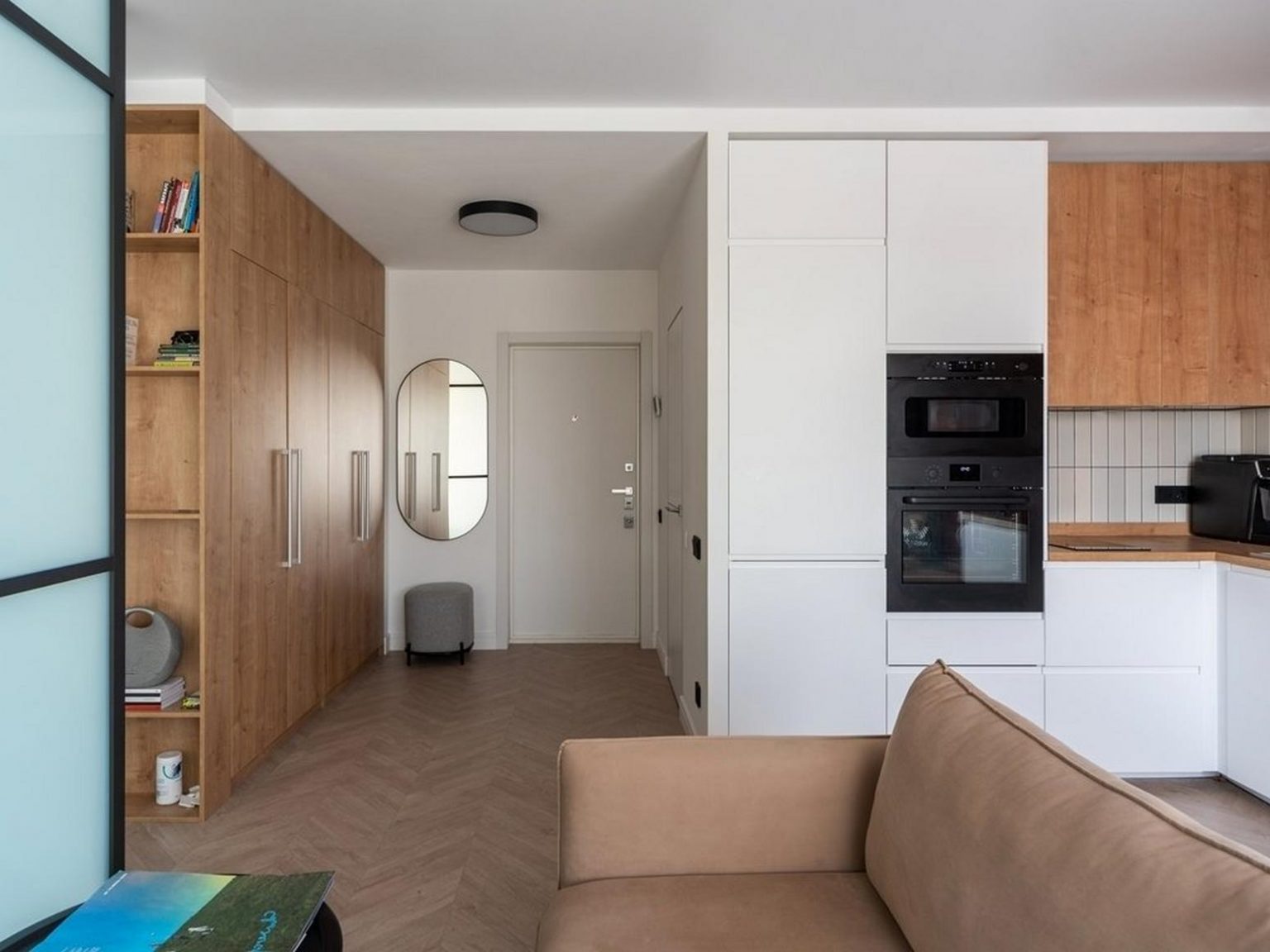 salon avec chambre verrière appartement moderne 32m2