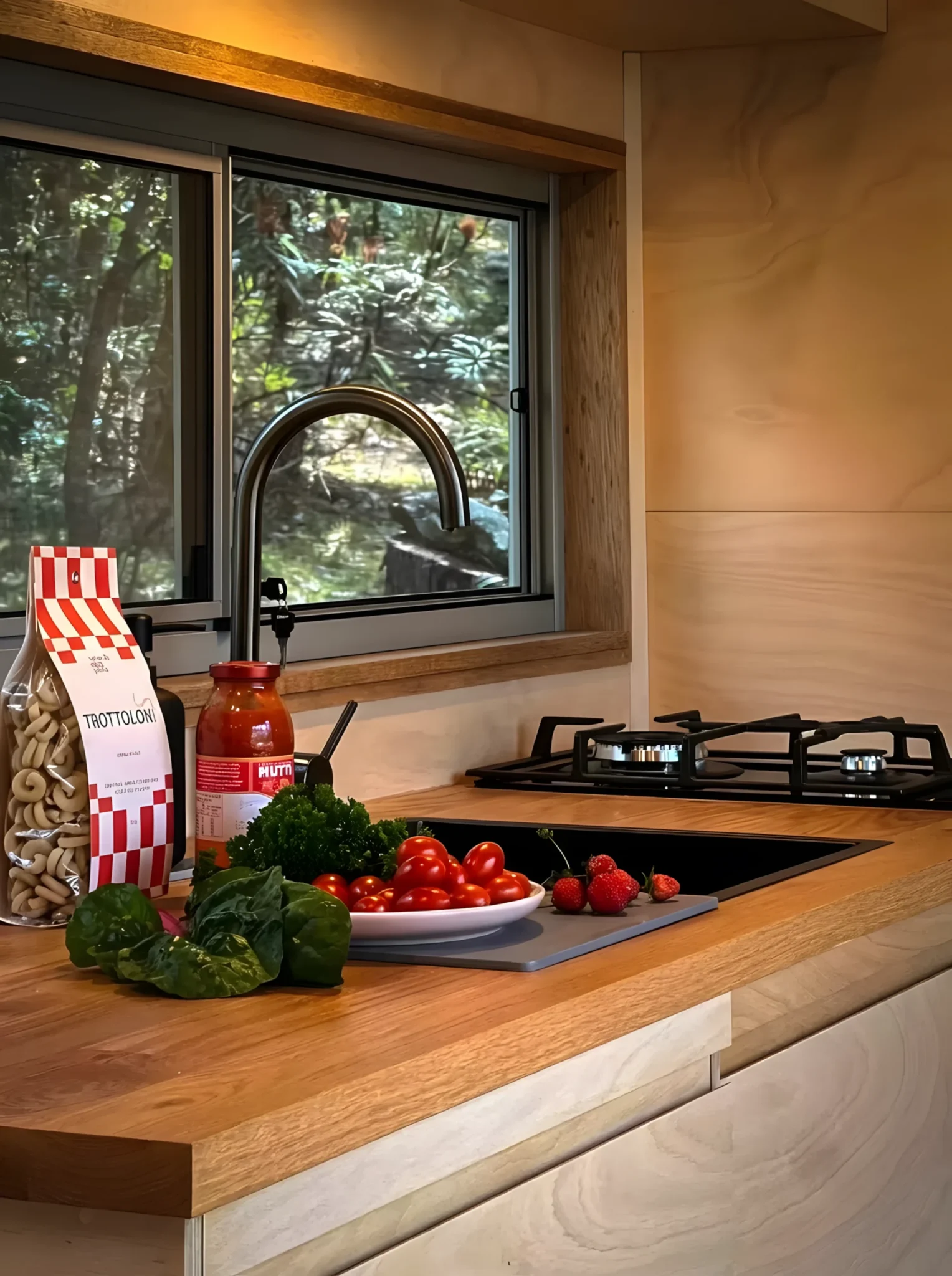 cuisine mini maison 17m2 par Zinc Studio