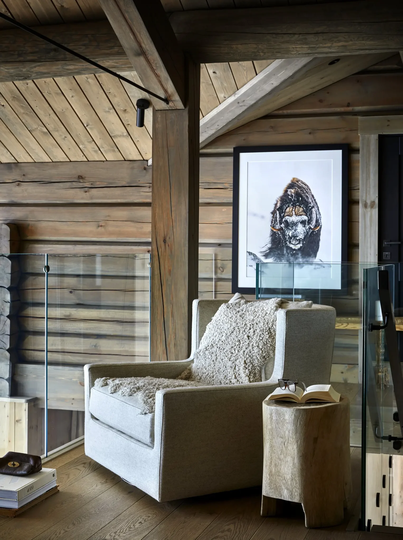 mezzanine vitrée décoration contemporaine chalet