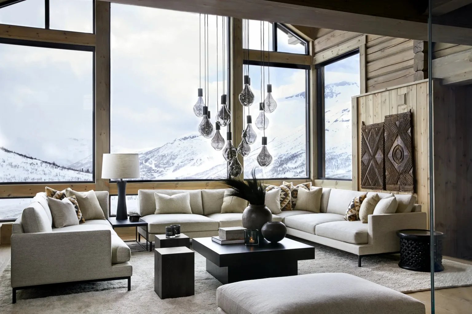 salon décoration contemporaine chalet