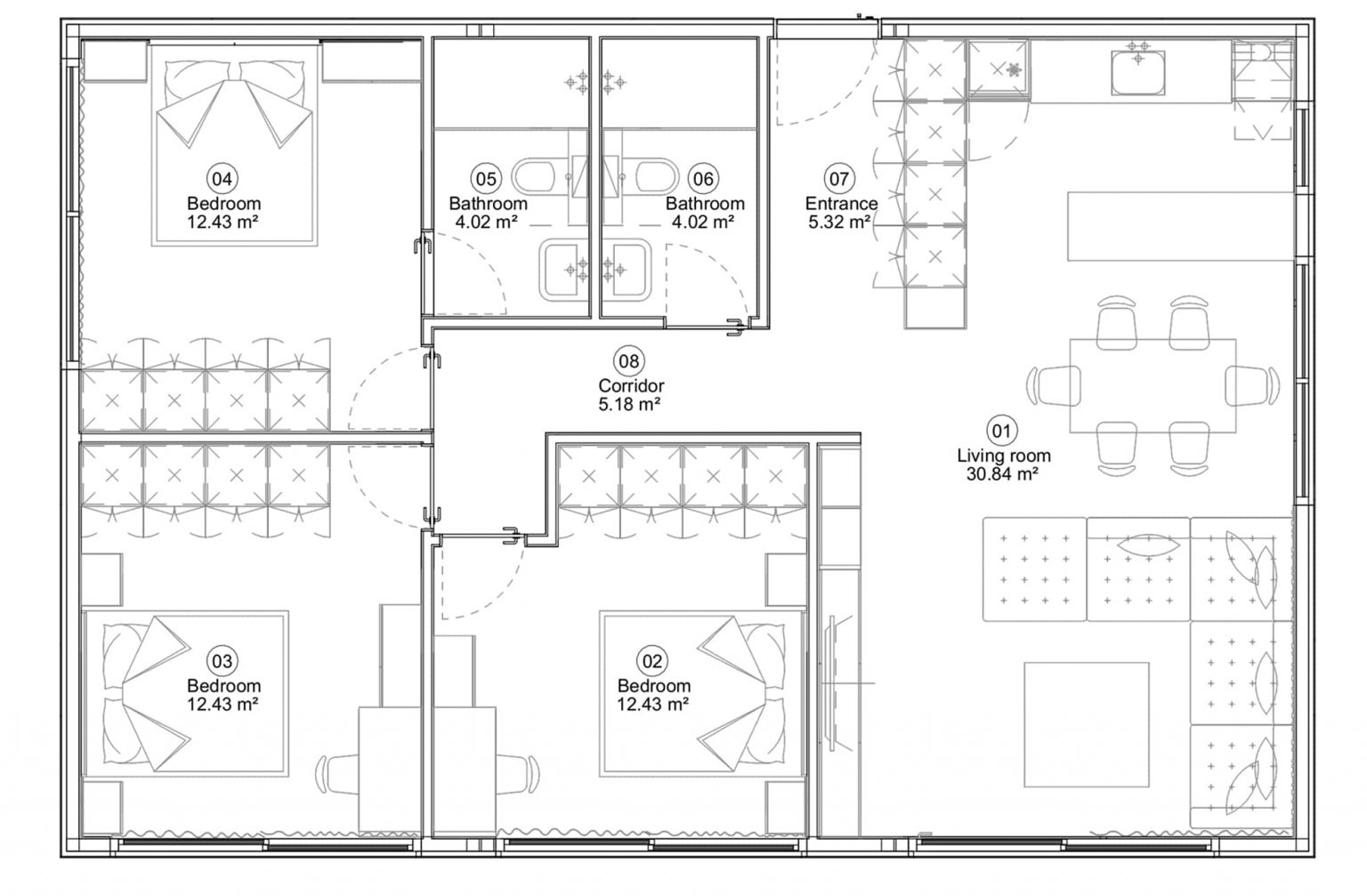 plan maison préfabriquée 96m2 Trio de We Modular