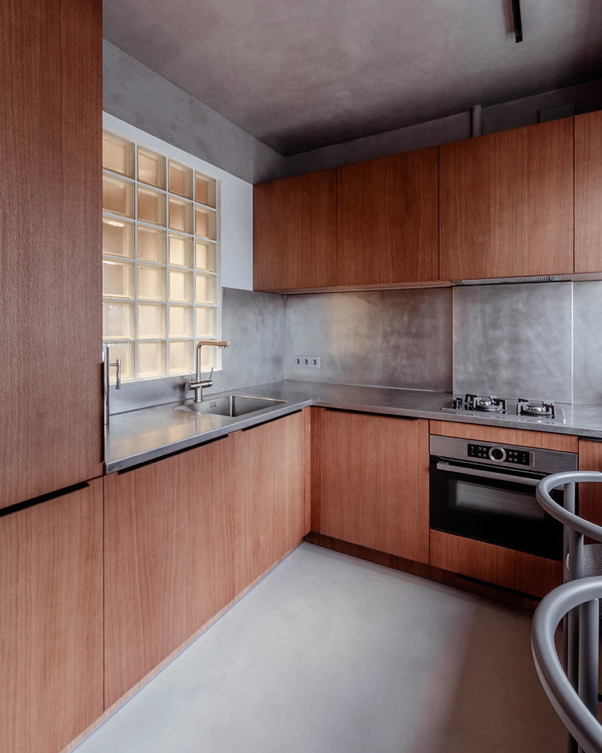 cuisine design bois studio 40m2 décoration contemporaine bois et gris