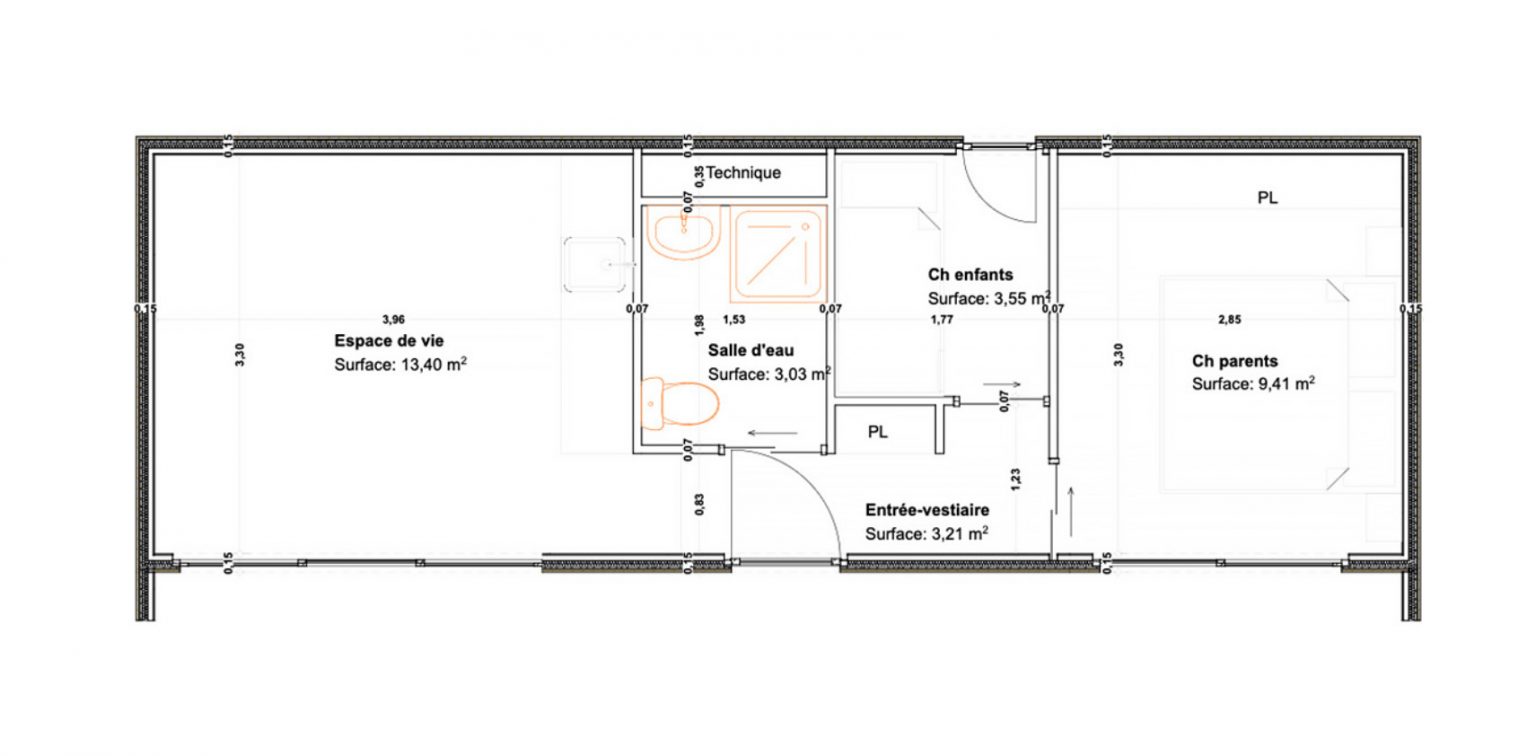 plan tiny house française Auréa 30m2