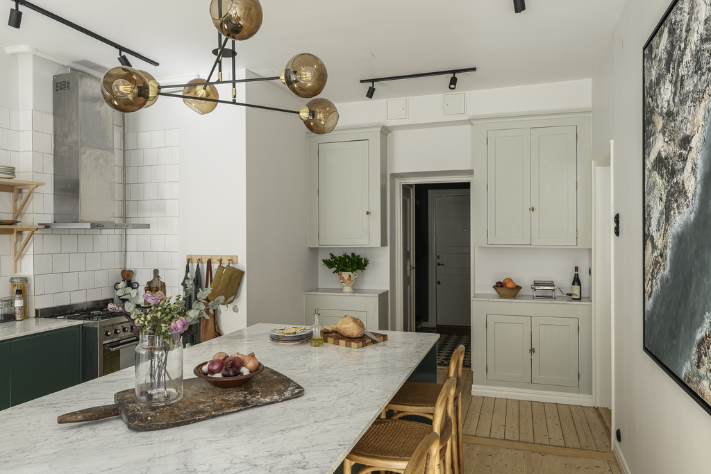 cuisine verte avec îlot marbre décoration scandinave cuisine verte avec îlot marbre décoration scandinave