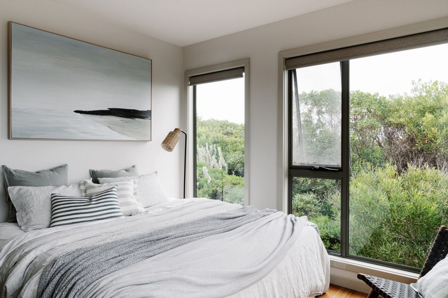chambre maison contemporaine en bois face à l'océan Austral Shore House King Island Tasmanie