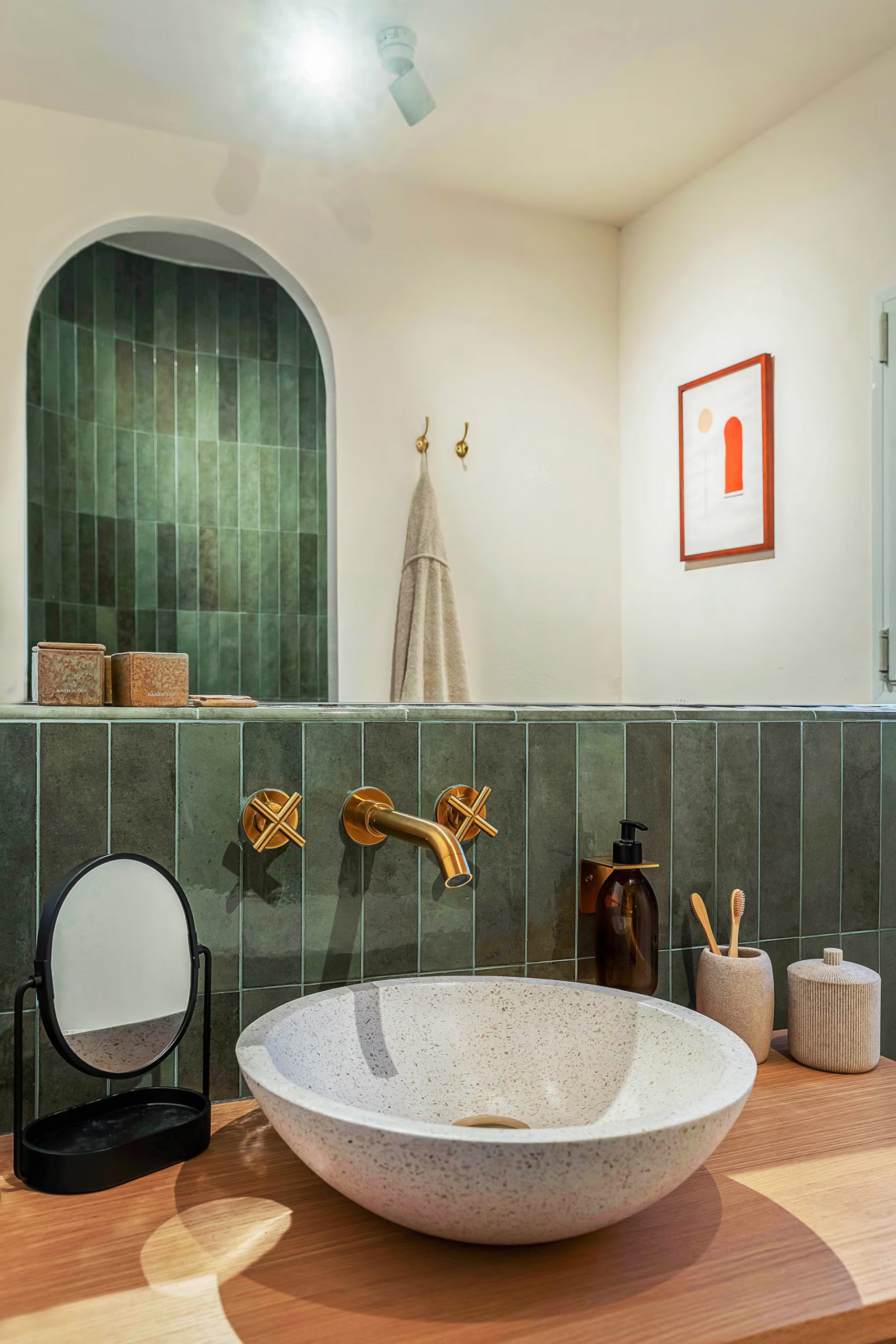 bathroom wood and green tiles bathroom wood and green tiles