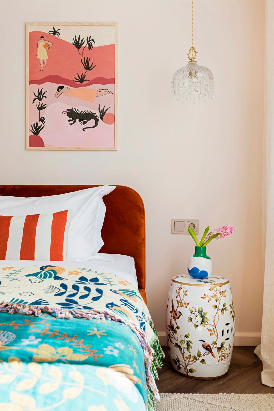 chambre décoration colorée vintage et bohème deux-pièces 35m2 chambre décoration colorée vintage et bohème deux-pièces 35m2