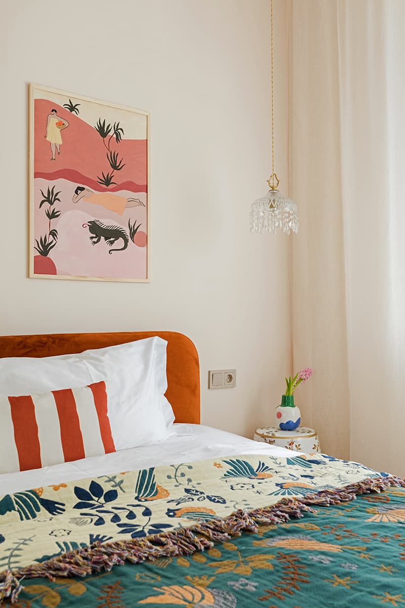 chambre décoration colorée vintage et bohème deux-pièces 35m2 chambre décoration colorée vintage et bohème deux-pièces 35m2