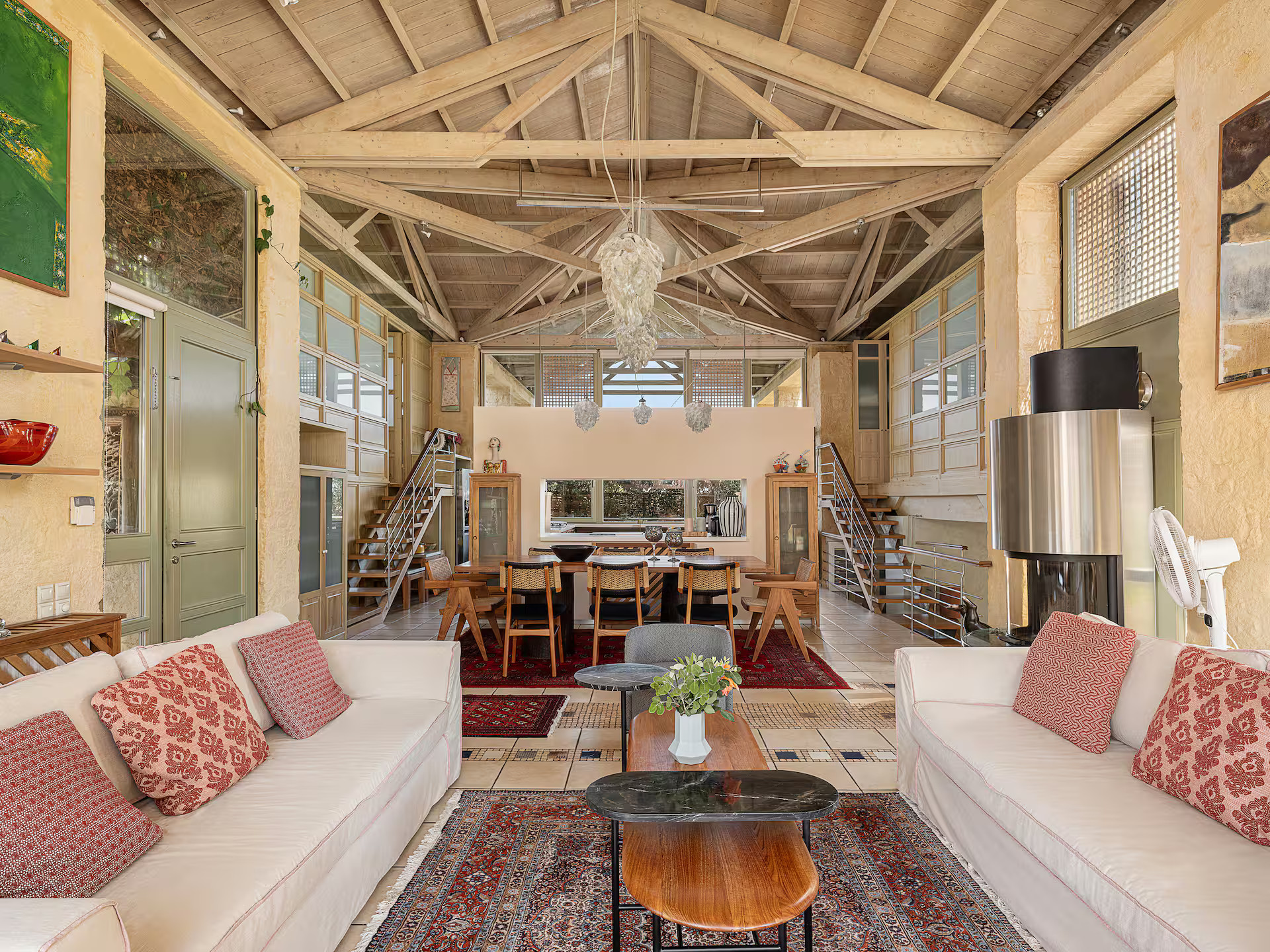 living room rustic chic decor stone house in Crete Villa Dimi living room rustic chic decor stone house in Crete Villa Dimi