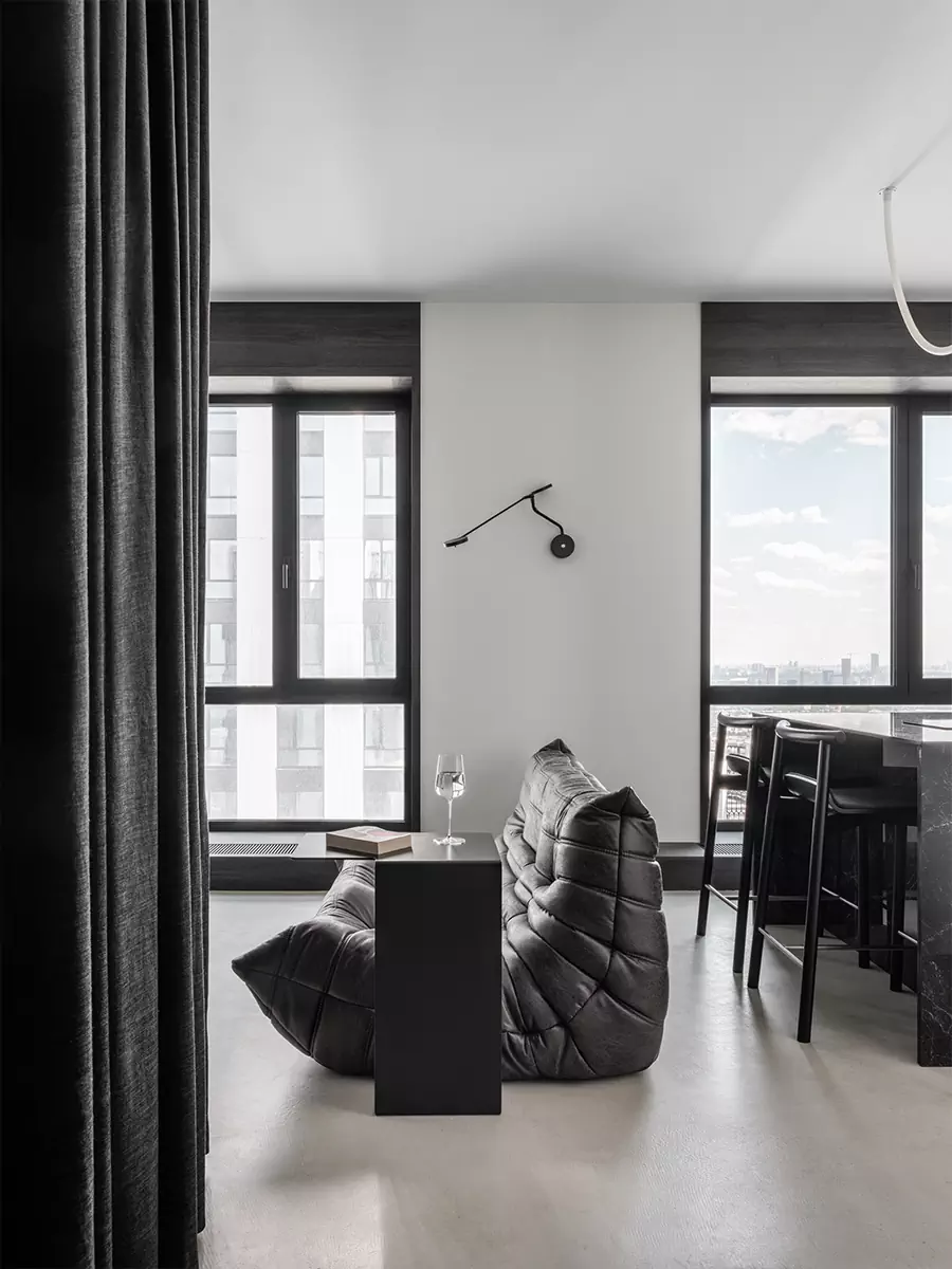 salon et cuisine ouverte petit appartement studio 35m2 noir et blanc design salon et cuisine ouverte petit appartement studio 35m2 noir et blanc design