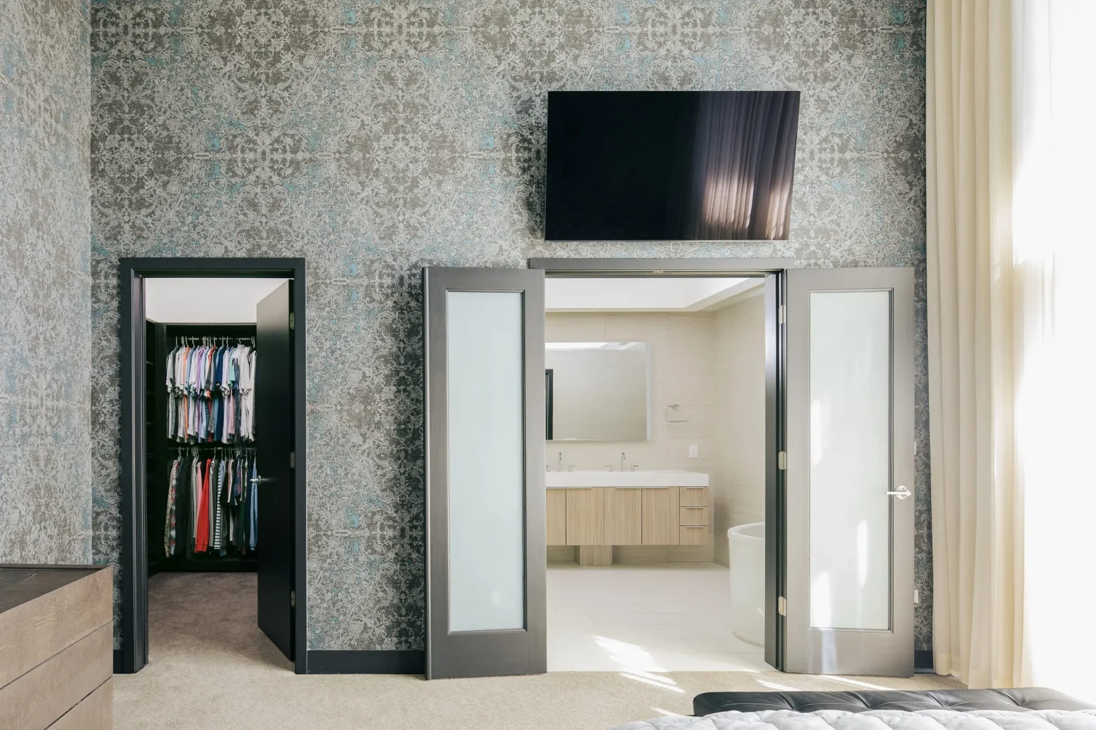 chambre décoration contemporaine avec salle de bain maison de ville décoration design