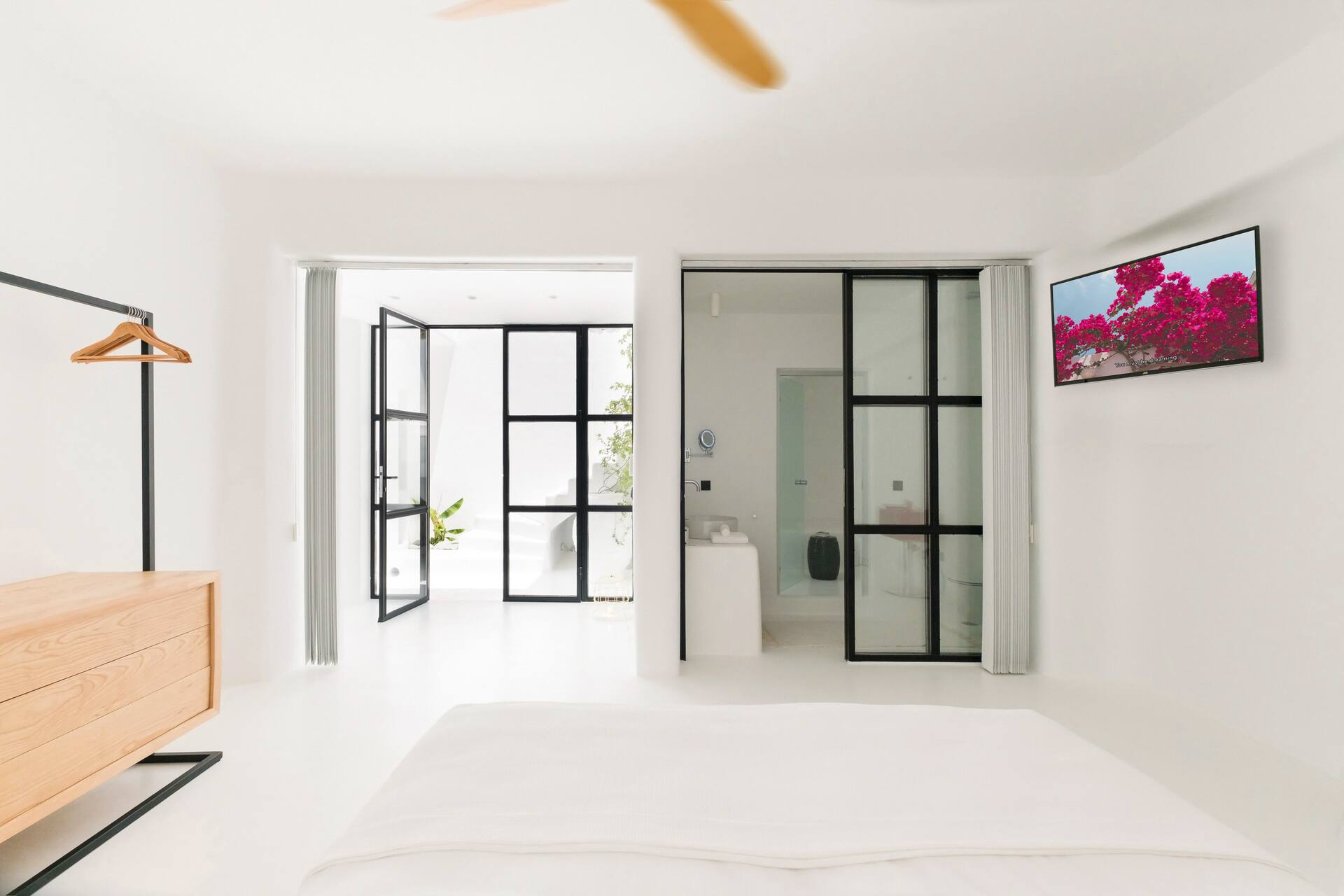 bedroom with bathroom and glazed partition bedroom with bathroom and glazed partition