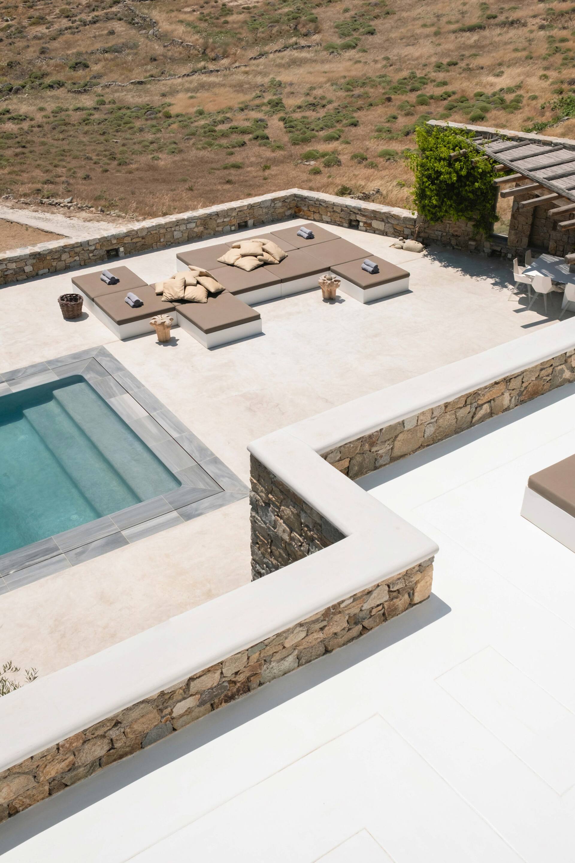 terrace Mykonos house with swimming pool contemporary decor terrace Mykonos house with swimming pool contemporary decor