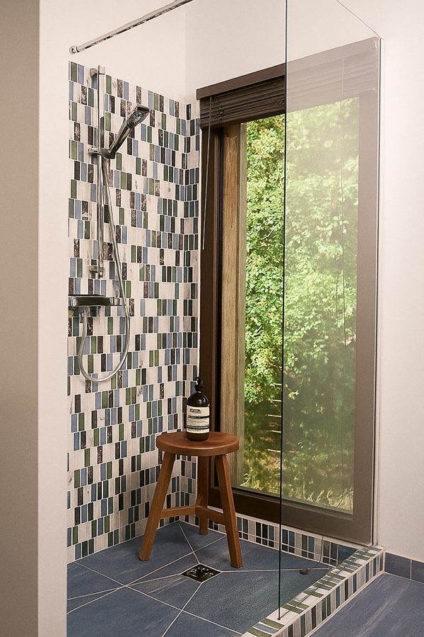 bathroom with shower and window Hameau de Sol Sologne French countryside bathroom with shower and window Hameau de Sol Sologne French countryside