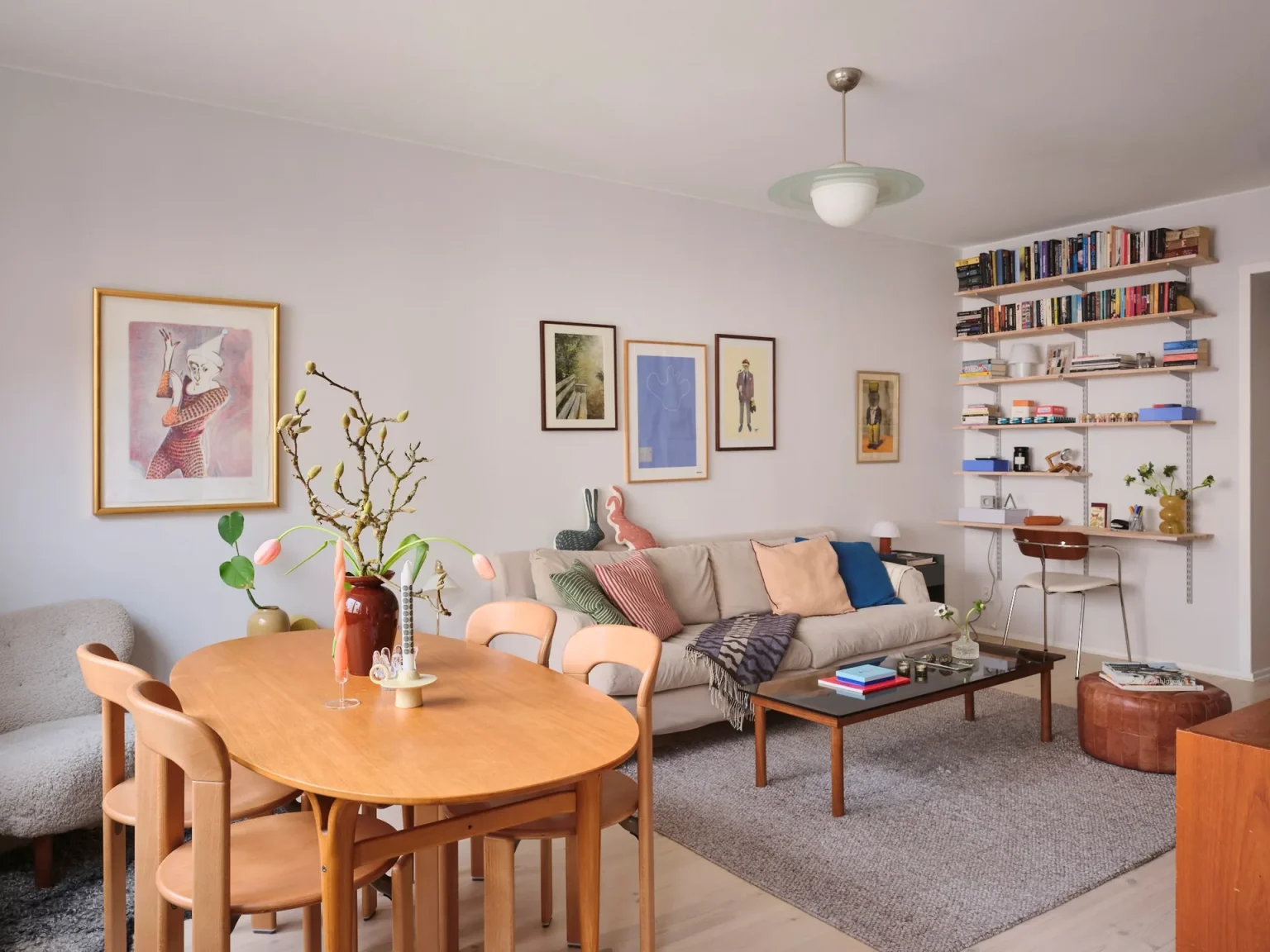 salon et salle à manger deux-pièces de 54m2 décoration scandinave