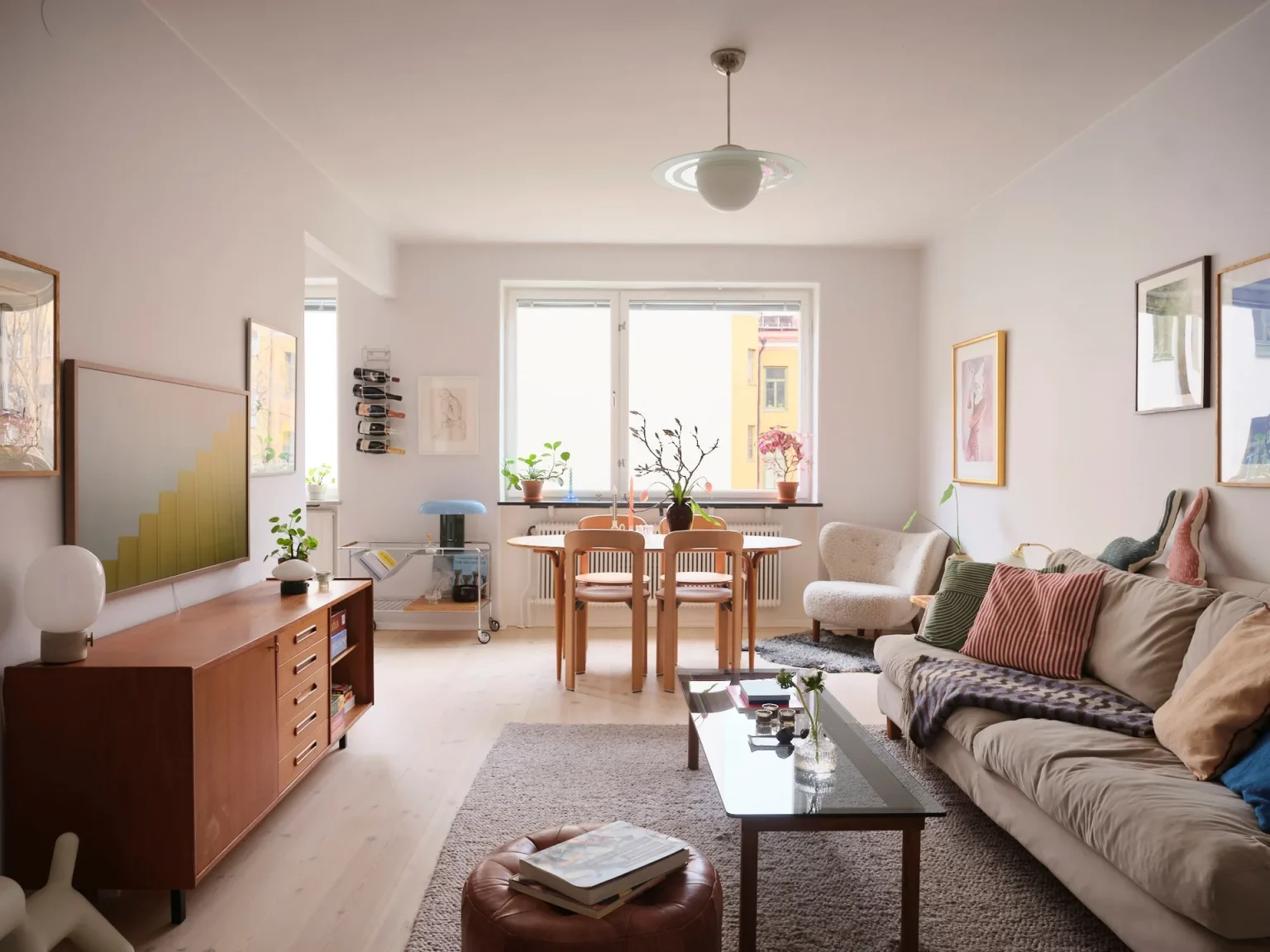 salon et salle à manger deux-pièces de 54m2 décoration scandinave