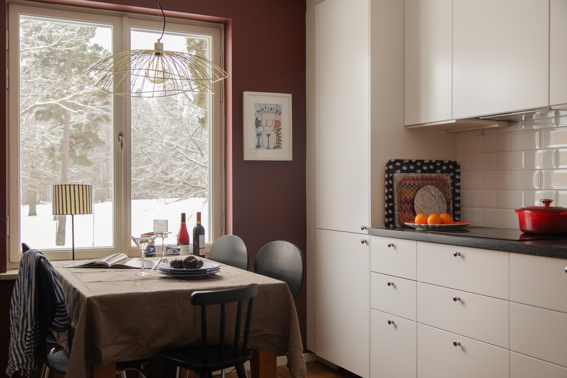 cuisine blanche murs figue