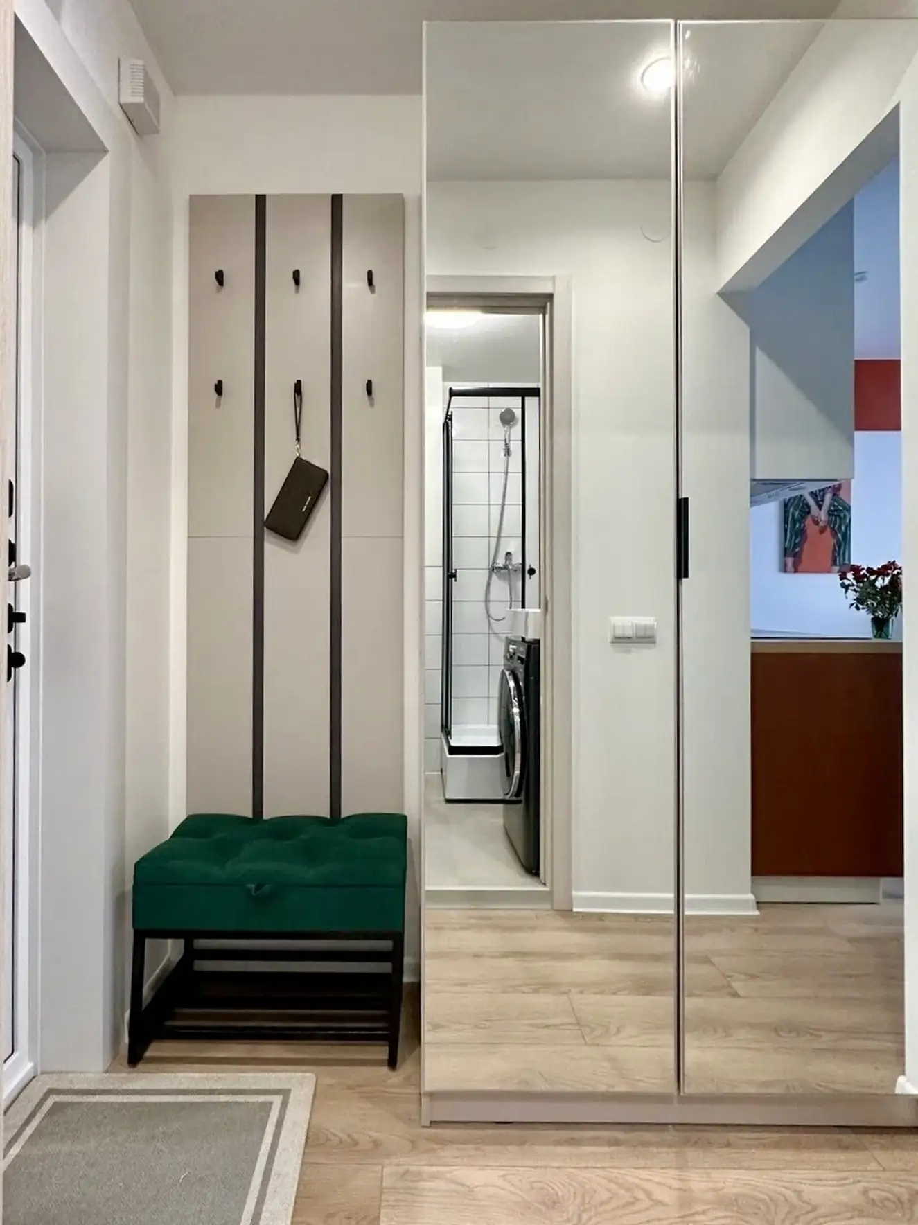 entryway with mirror cupboard
