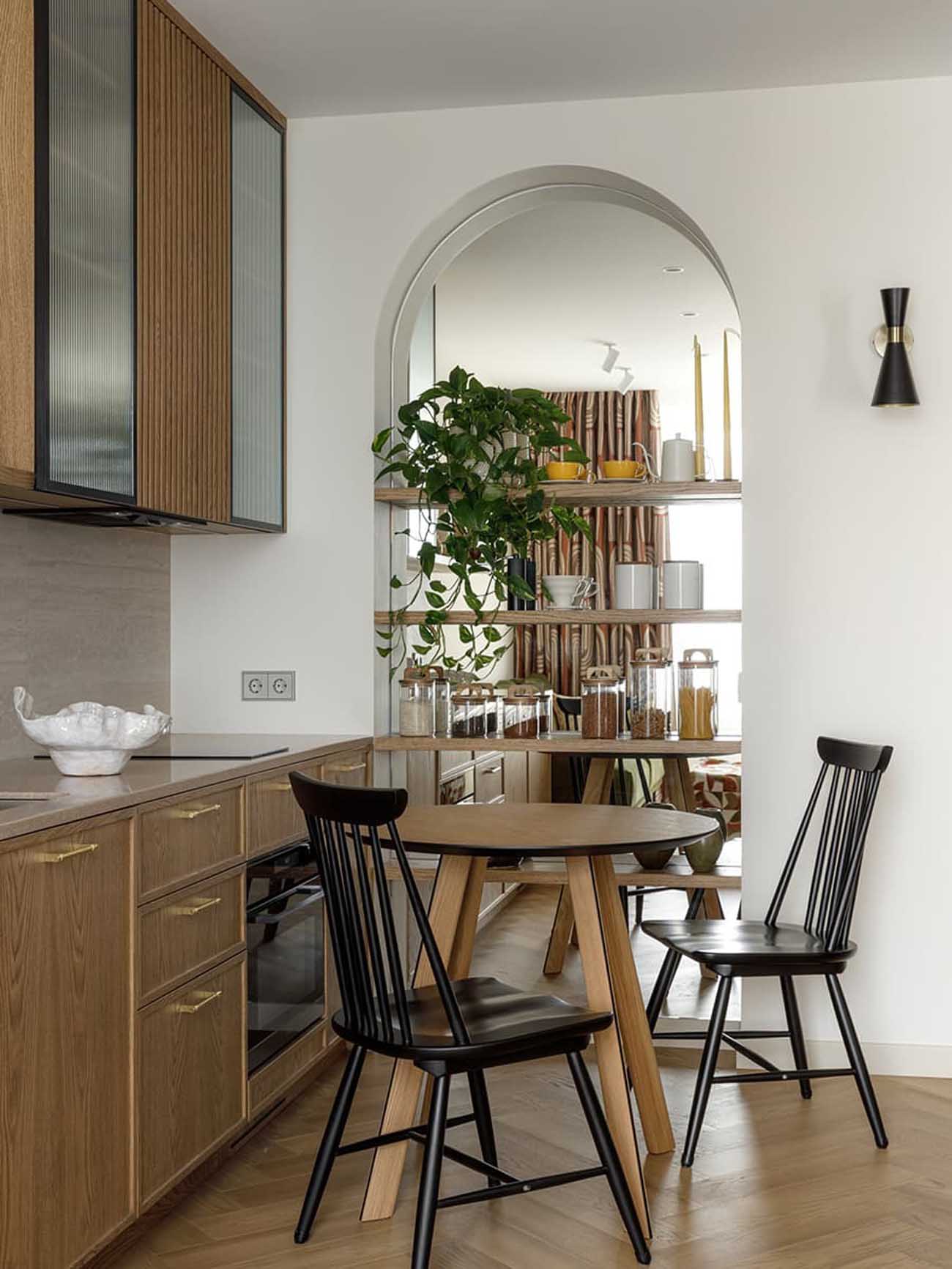 wooden kitchen contemporary decoration two-room apartment of 37m2