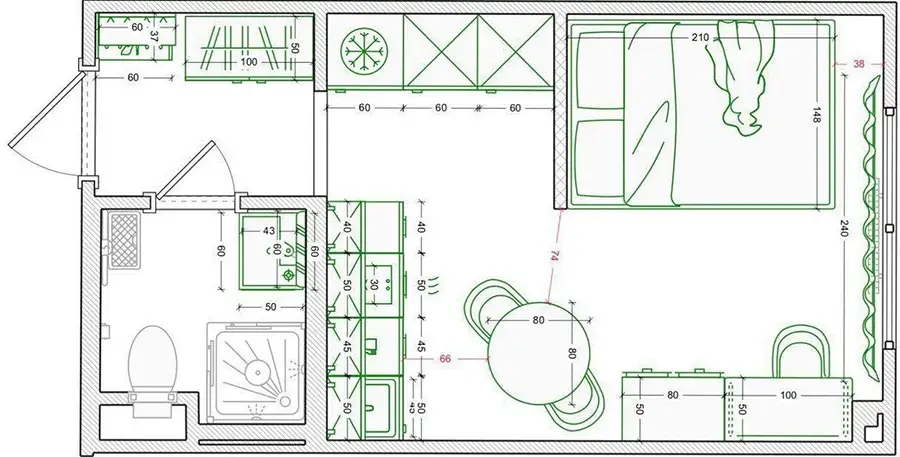 plan studio 19m2