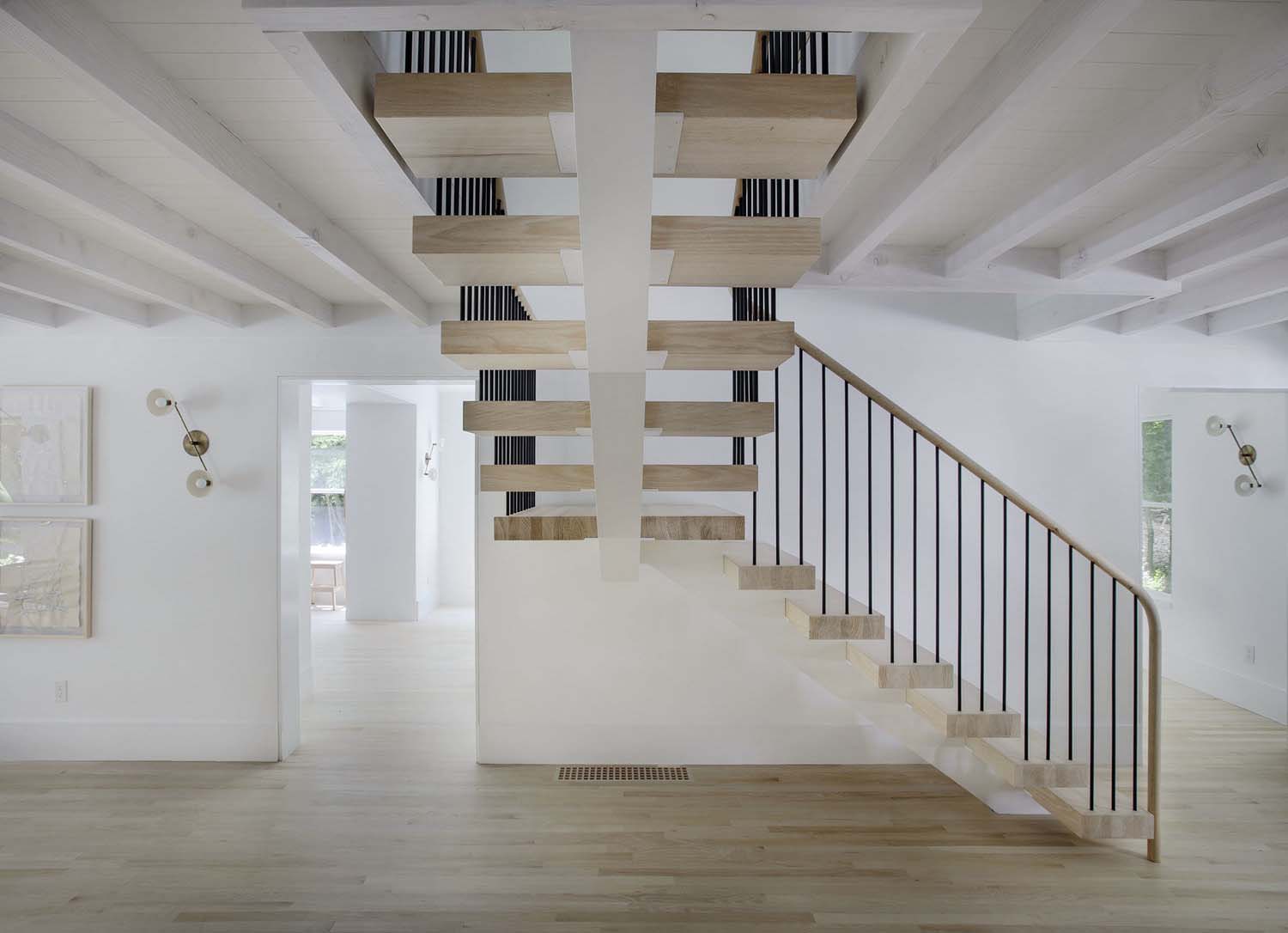 escalier décoration contemporaine naturelle et neutre maison de plage Hamptons escalier décoration contemporaine naturelle et neutre maison de plage Hamptons
