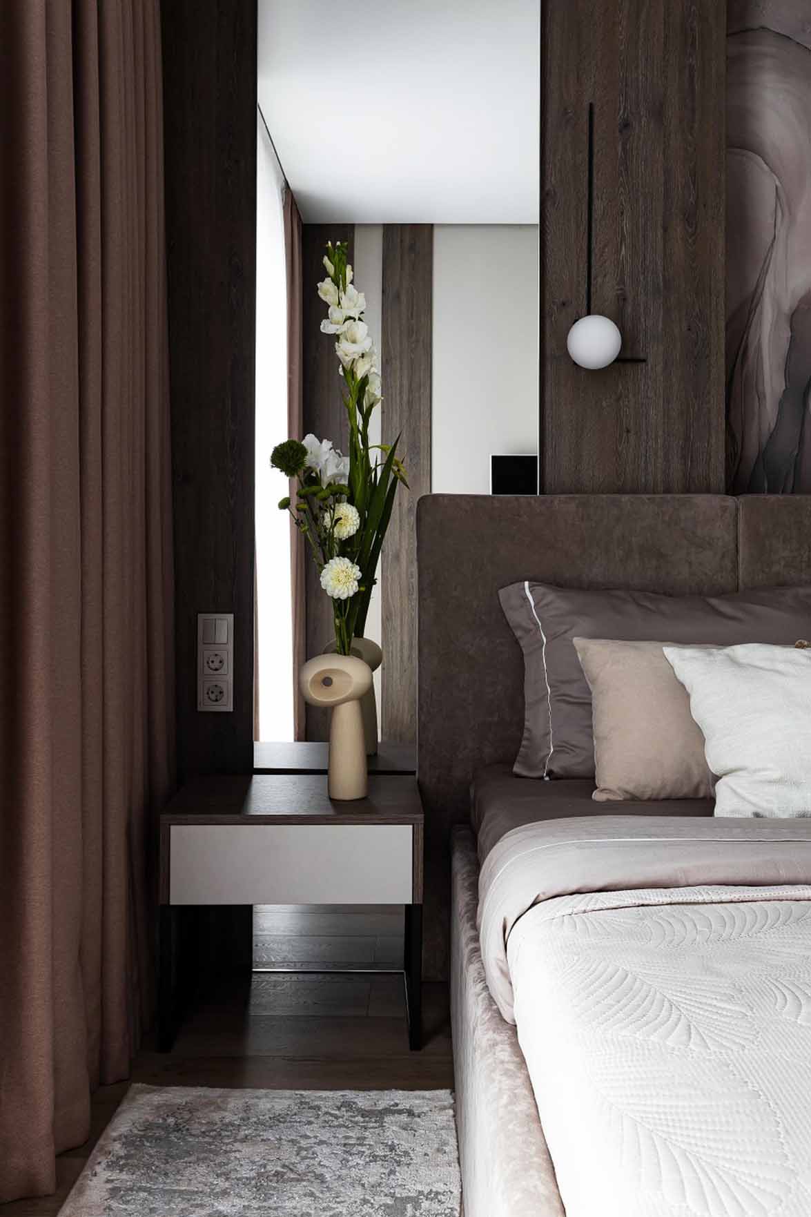 Brown bedroom contemporary decor 60m2 neutral flat Brown bedroom contemporary decor 60m2 neutral flat