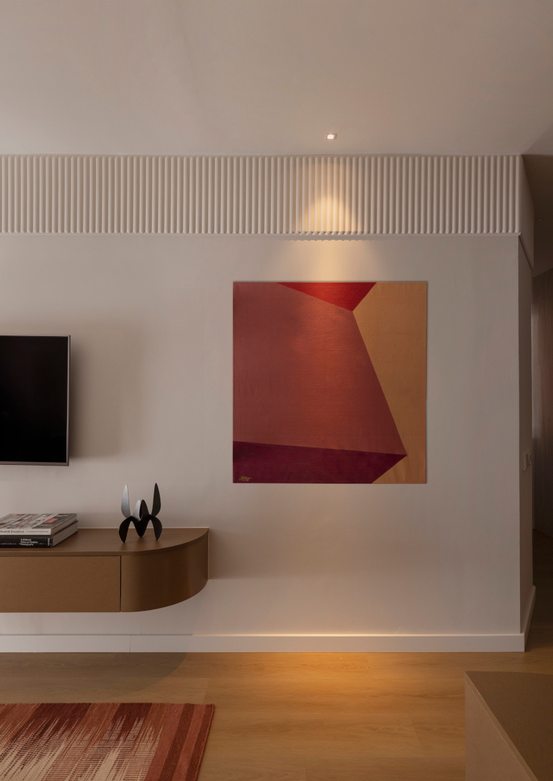 salon décoration contemporaine appartement rénové 70m2
