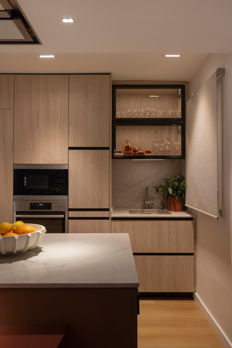 cuisine bois décoration contemporaine appartement rénové 70m2