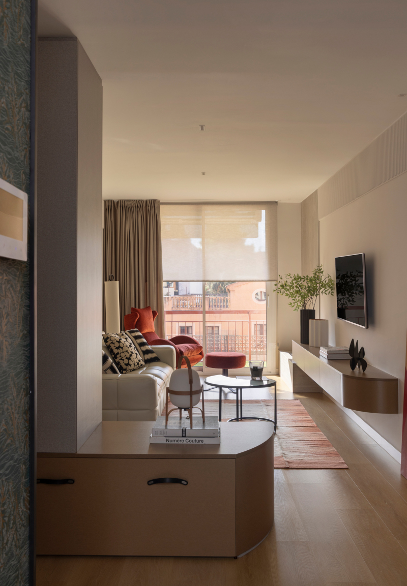 salon décoration contemporaine appartement rénové 70m2