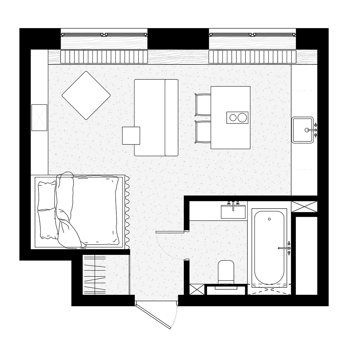 plan petit appartement studio 35m2 noir et blanc design plan petit appartement studio 35m2 noir et blanc design