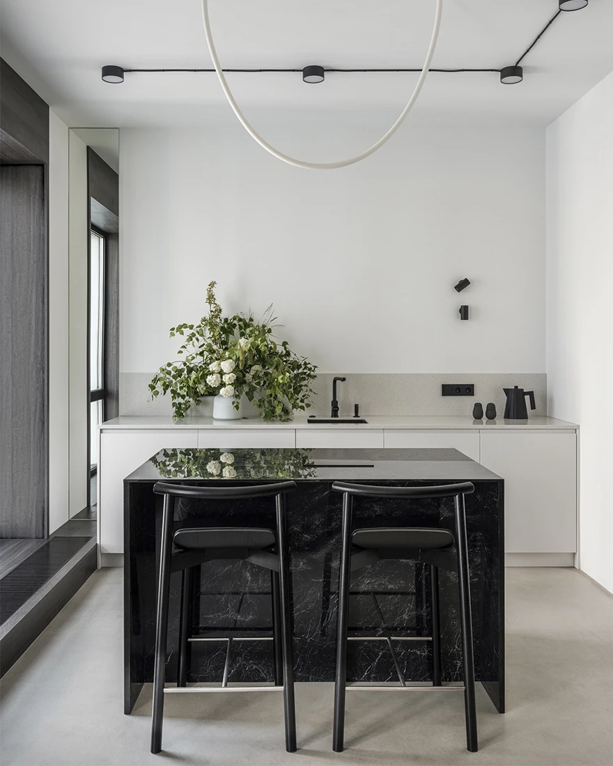 cuisine ouverte petit appartement studio 35m2 noir et blanc design cuisine ouverte petit appartement studio 35m2 noir et blanc design