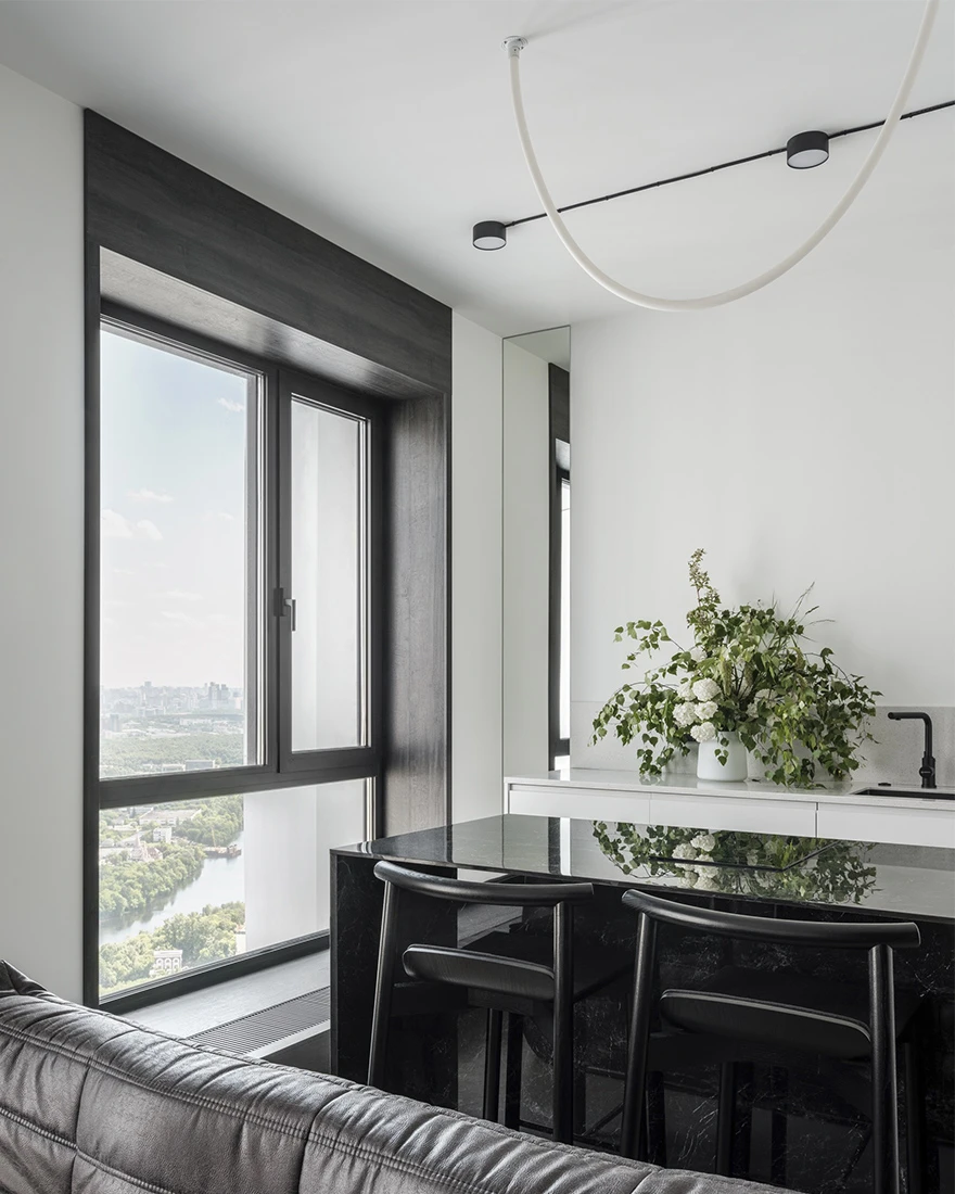 salon et cuisine ouverte petit appartement studio 35m2 noir et blanc design salon et cuisine ouverte petit appartement studio 35m2 noir et blanc design