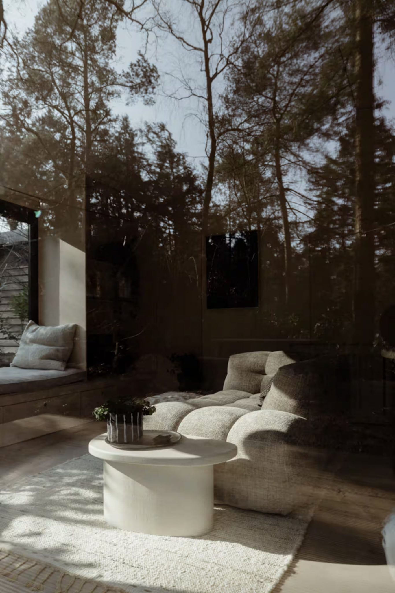 salon petite maison intérieur design avec terrasse bois entourée d salon petite maison intérieur design avec terrasse bois entourée d'arbres