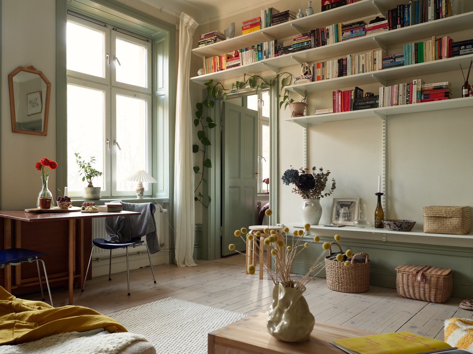 salon appartement 41m2 deux-pièces décoration au design scandinave vintage