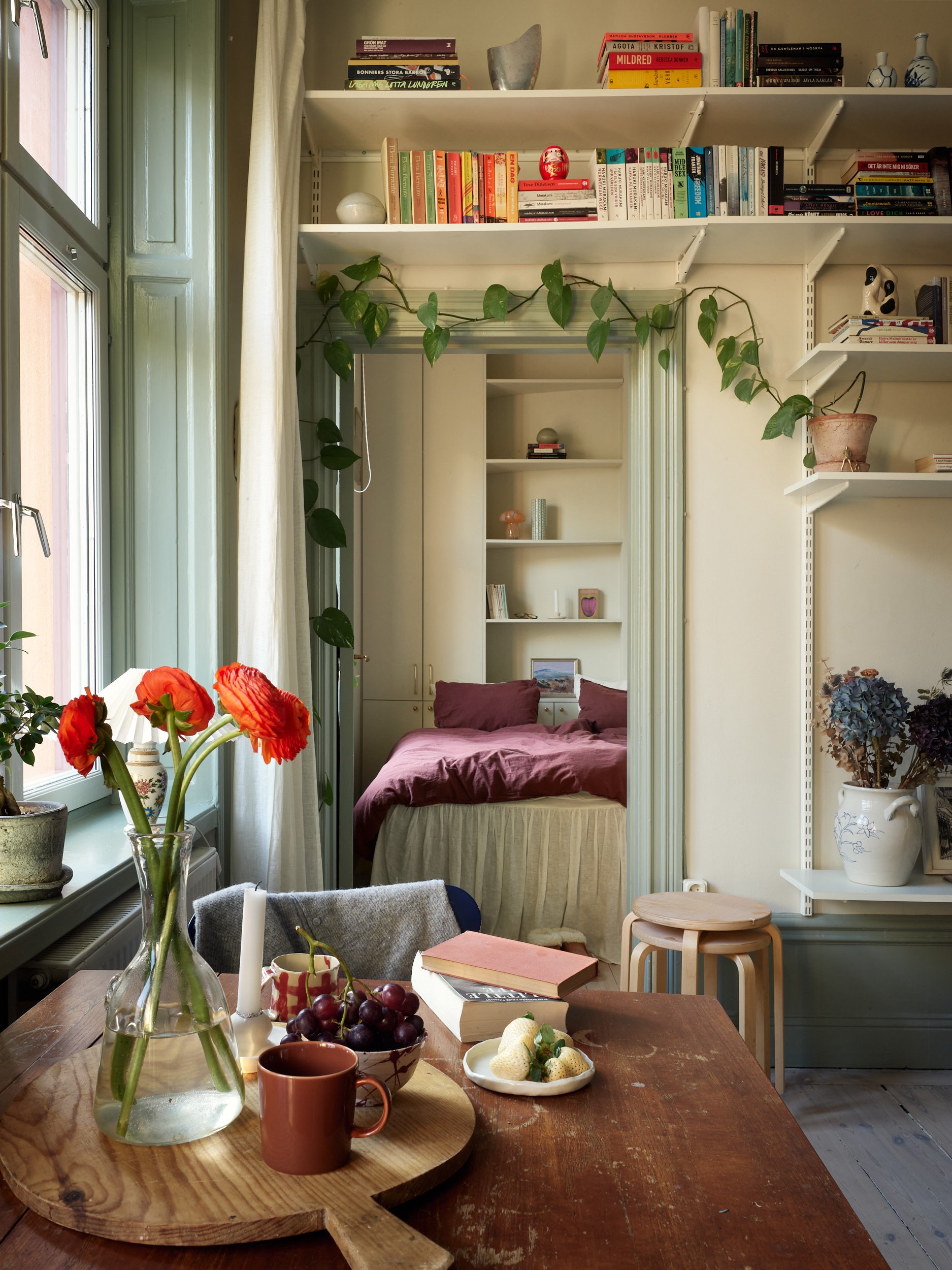 chambre et salon appartement 41m2 deux-pièces décoration au design scandinave vintage